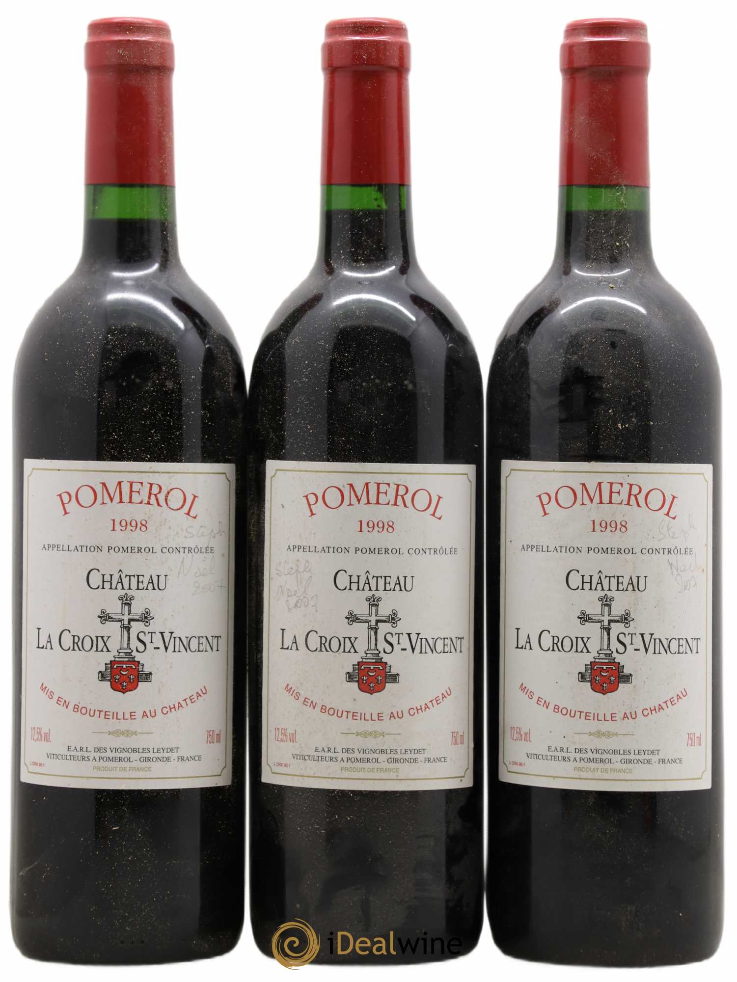 Pomerol Château La Croix Saint Vincent 1998 - Lot of 3 bottles - 0