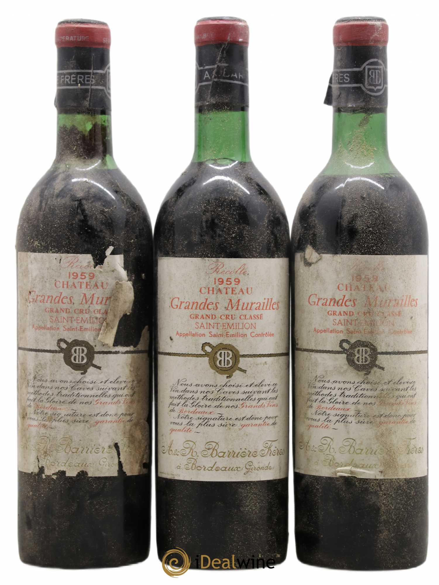 Château les Grandes Murailles Grand Cru Classé 1959 - Lot de 3 bouteilles - 0