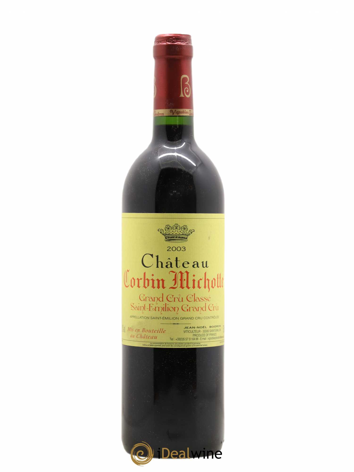 Château Corbin Michotte Grand Cru Classé 2003 - Lot de 1 bouteille - 0