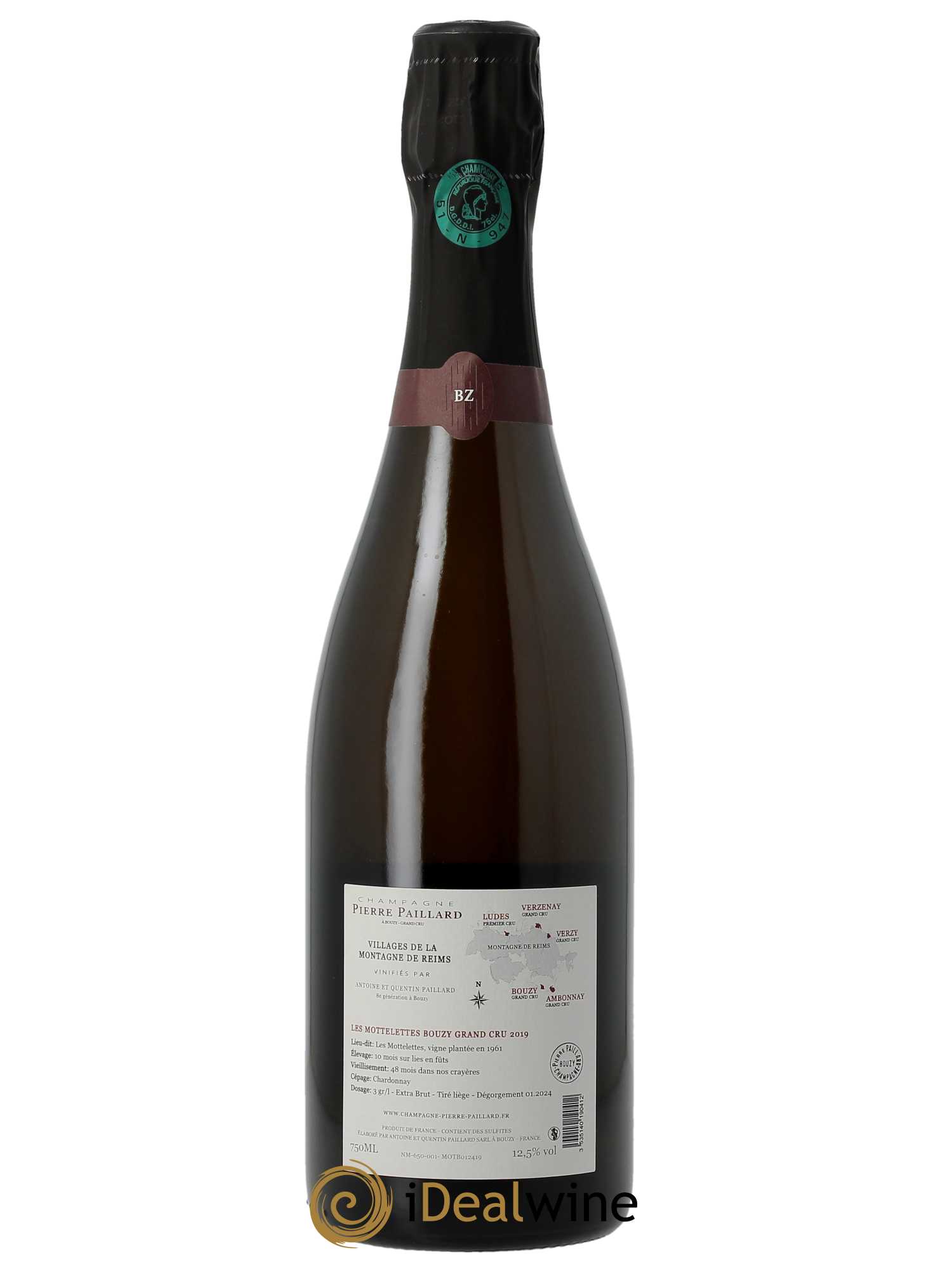 Les Mottelettes Bouzy Grand Cru Extra-Brut Pierre Paillard 2019 - Lot de 1 bouteille - 1