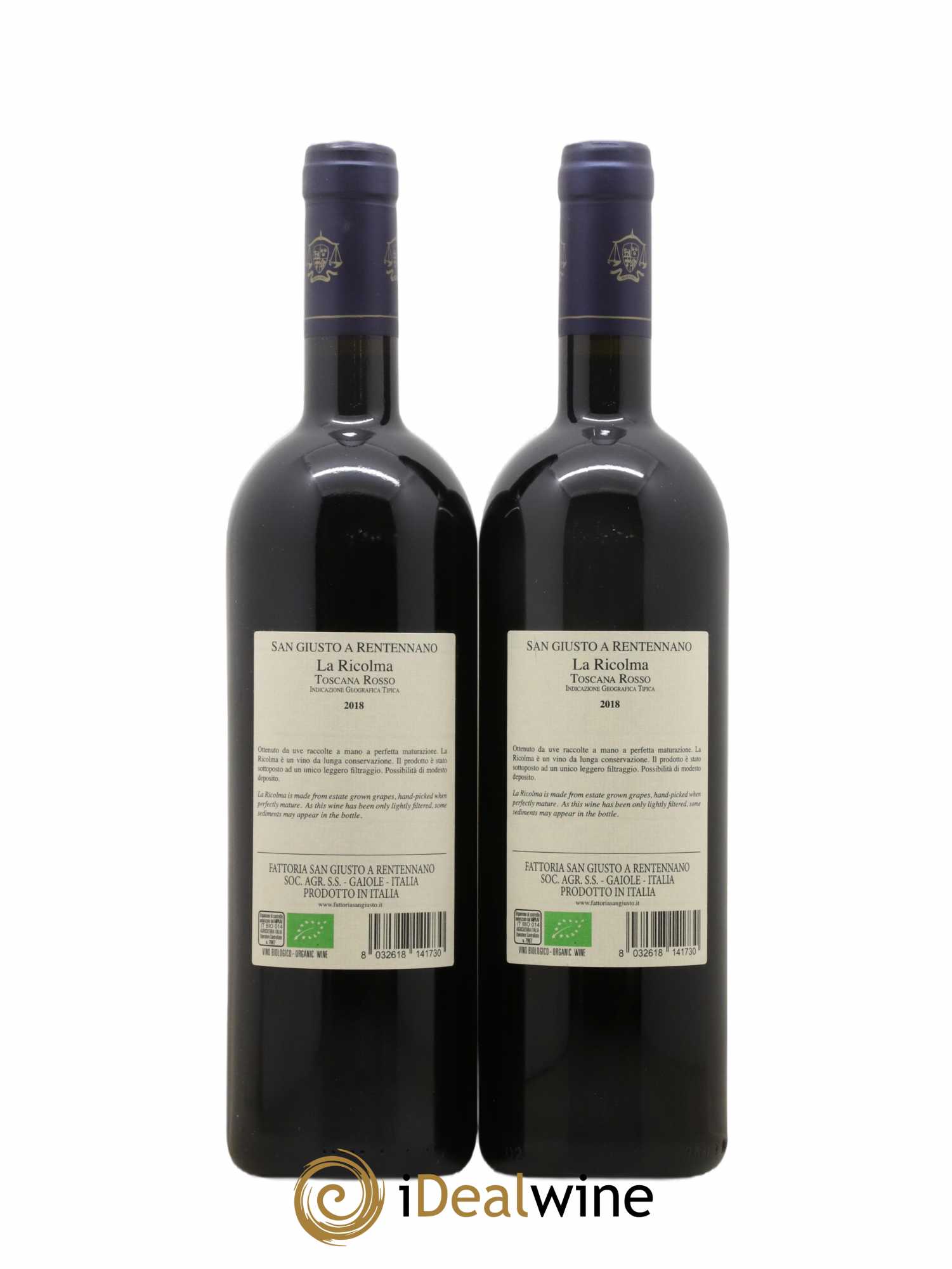 Merlot di Toscana IGT San Giusto A Rentennano La Ricolma Famille Martini di Cigala 2018 - Lot de 2 bouteilles - 1