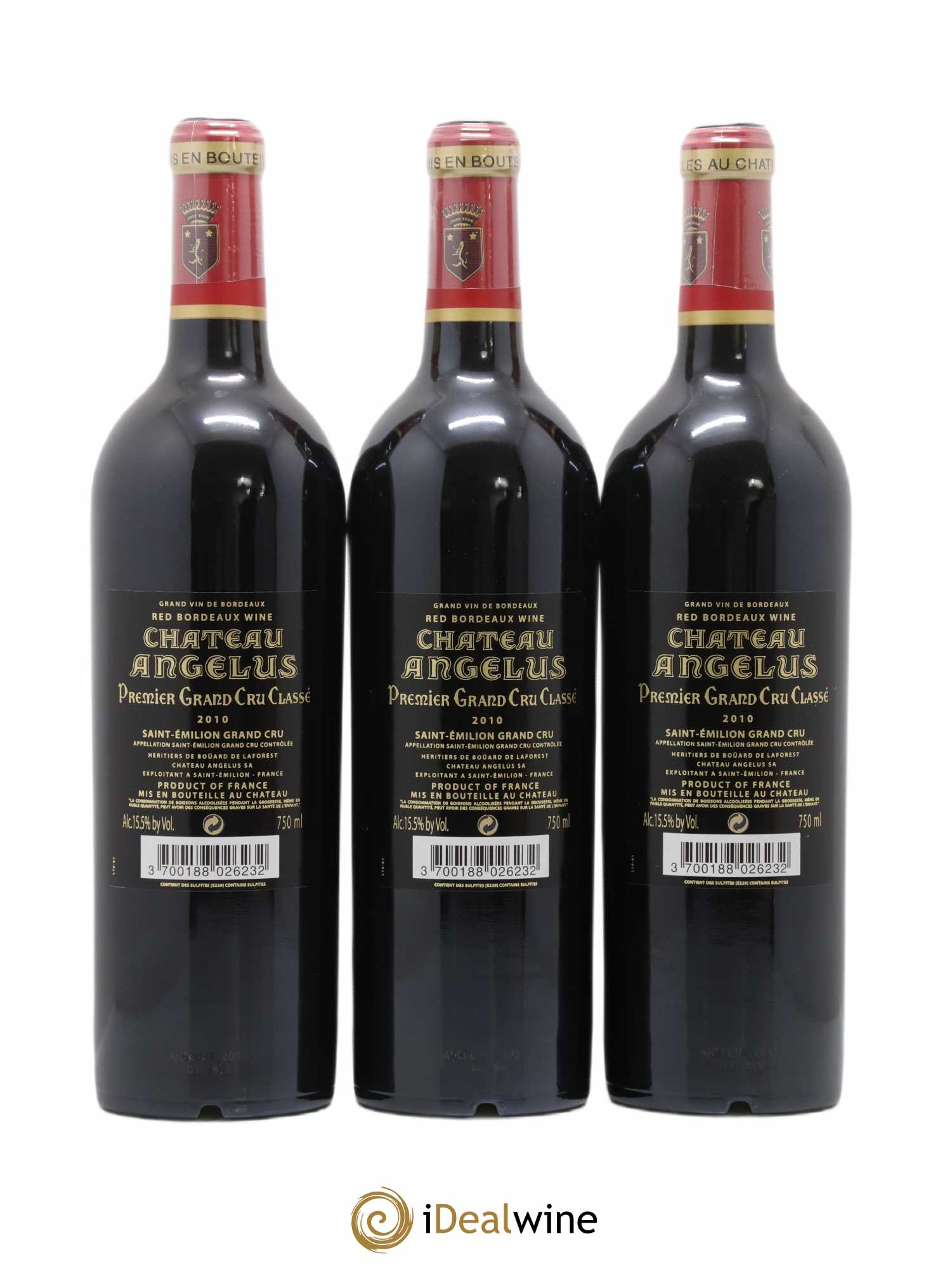Château Angélus 1er Grand Cru Classé A 2010 - Lot de 3 bouteilles - 1