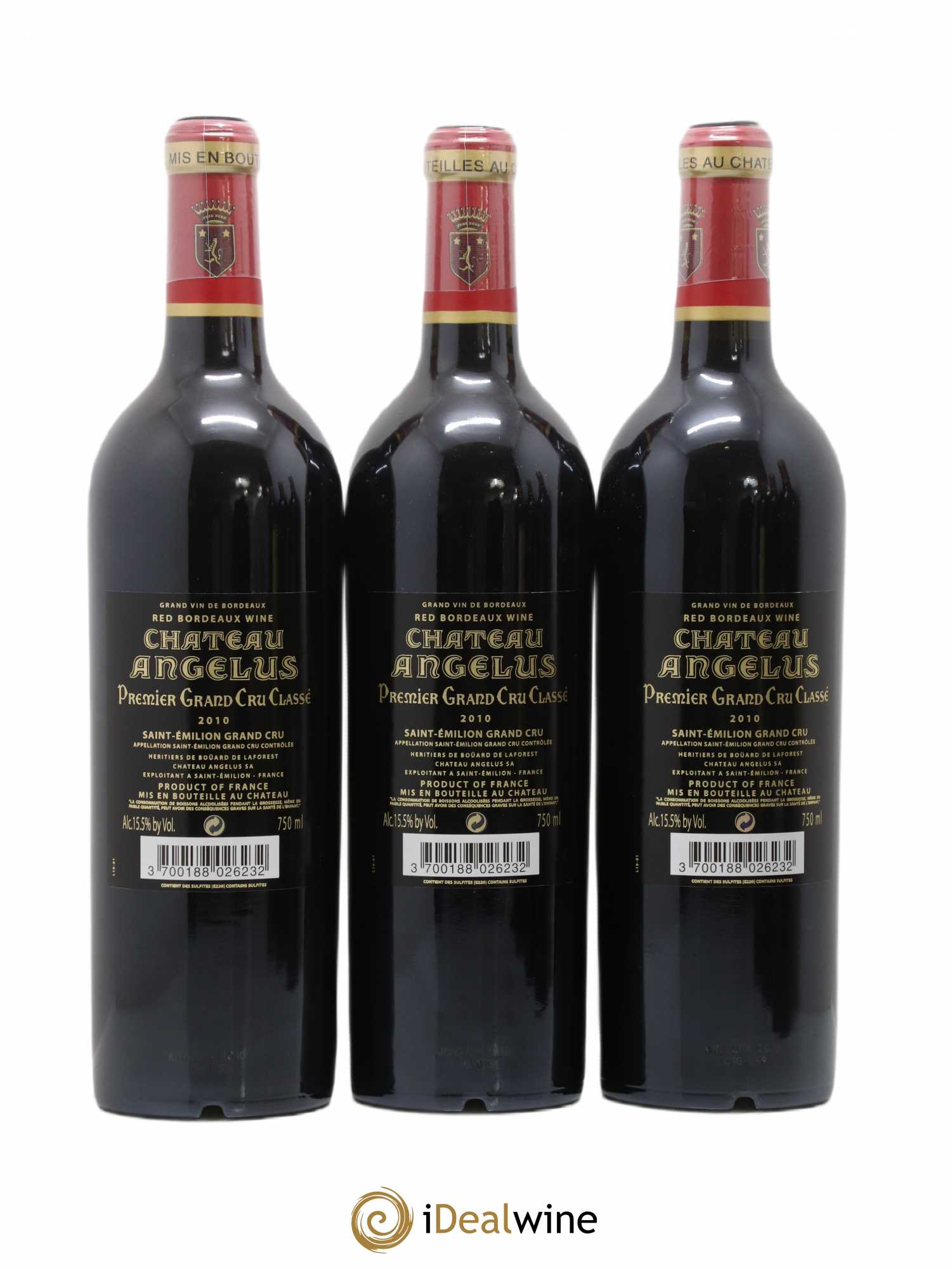 Château Angélus 1er Grand Cru Classé A 2010 - Lot de 3 bouteilles - 1