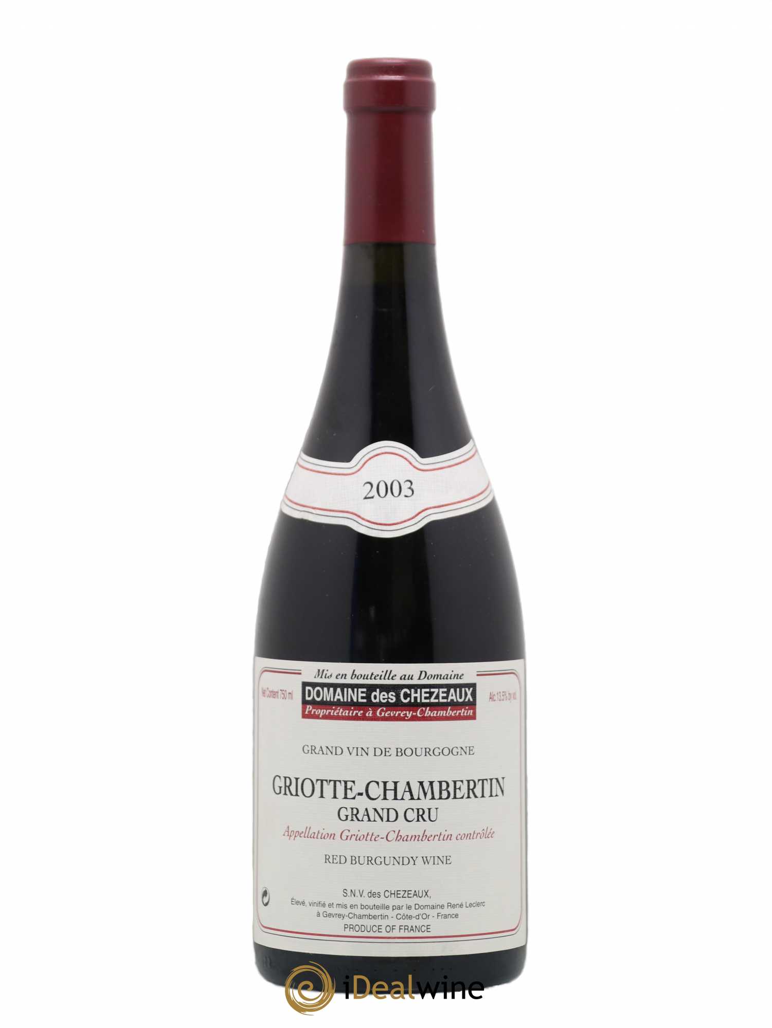 Griotte-Chambertin Grand Cru Des Chezeaux (Domaine) 2003 - Lot de 1 bouteille - 0