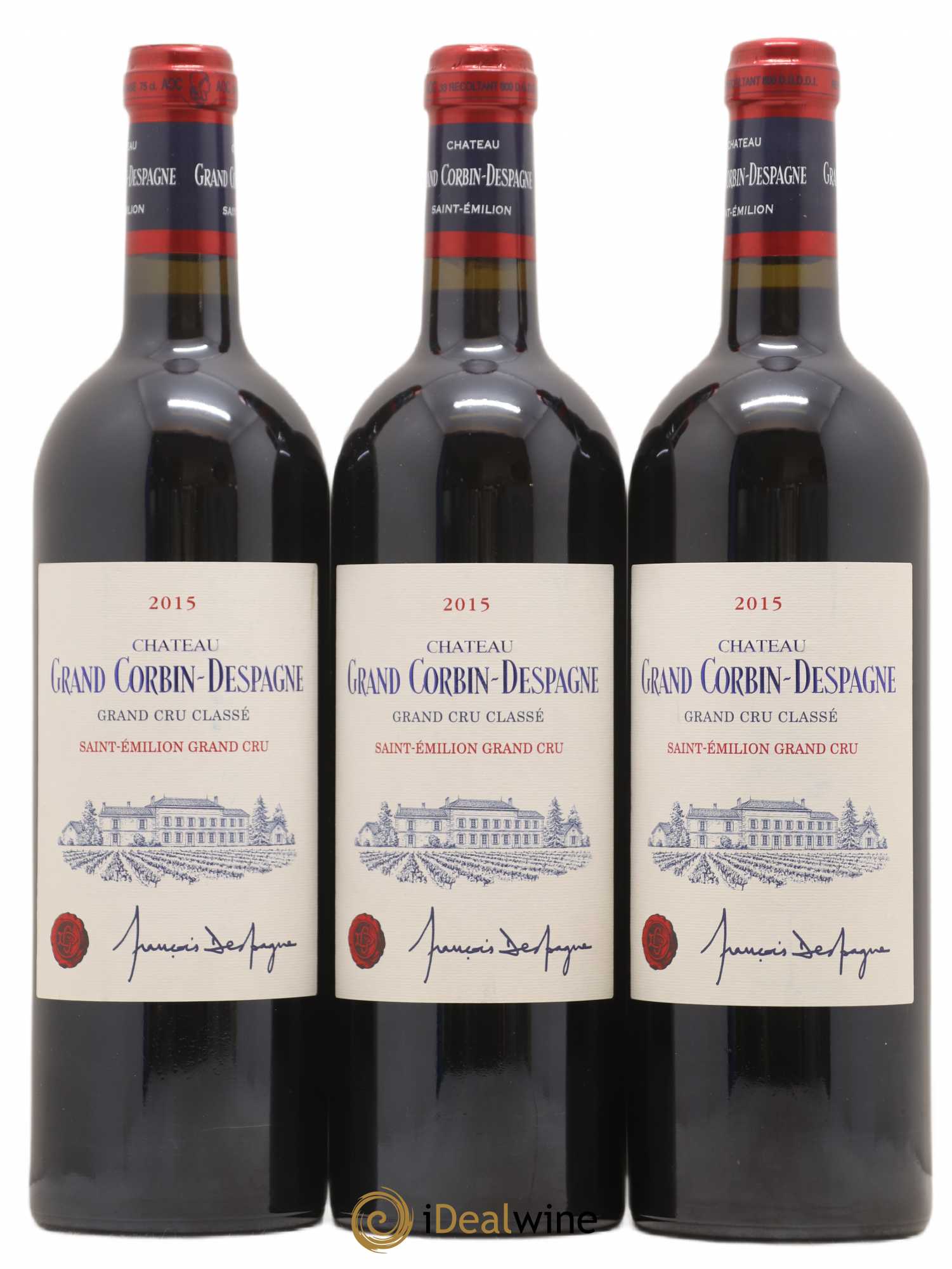 Château Grand Corbin Despagne Grand Cru Classé 2015 - Lot de 3 bouteilles - 0