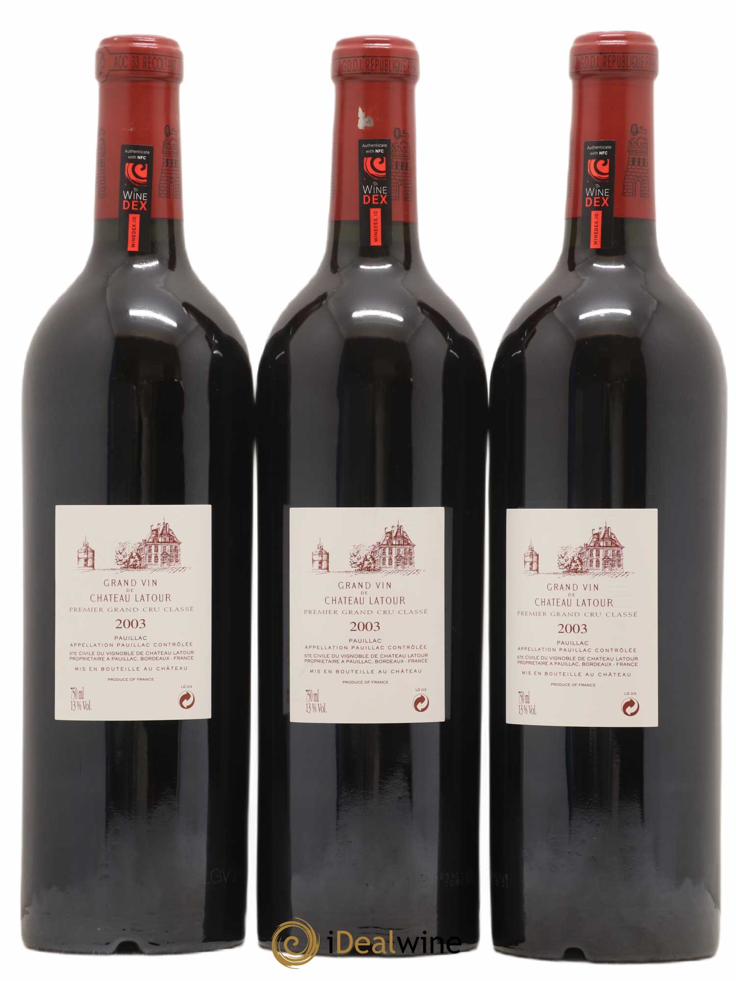 Château Latour 1er Grand Cru Classé 2003 - Lot de 3 bouteilles - 1