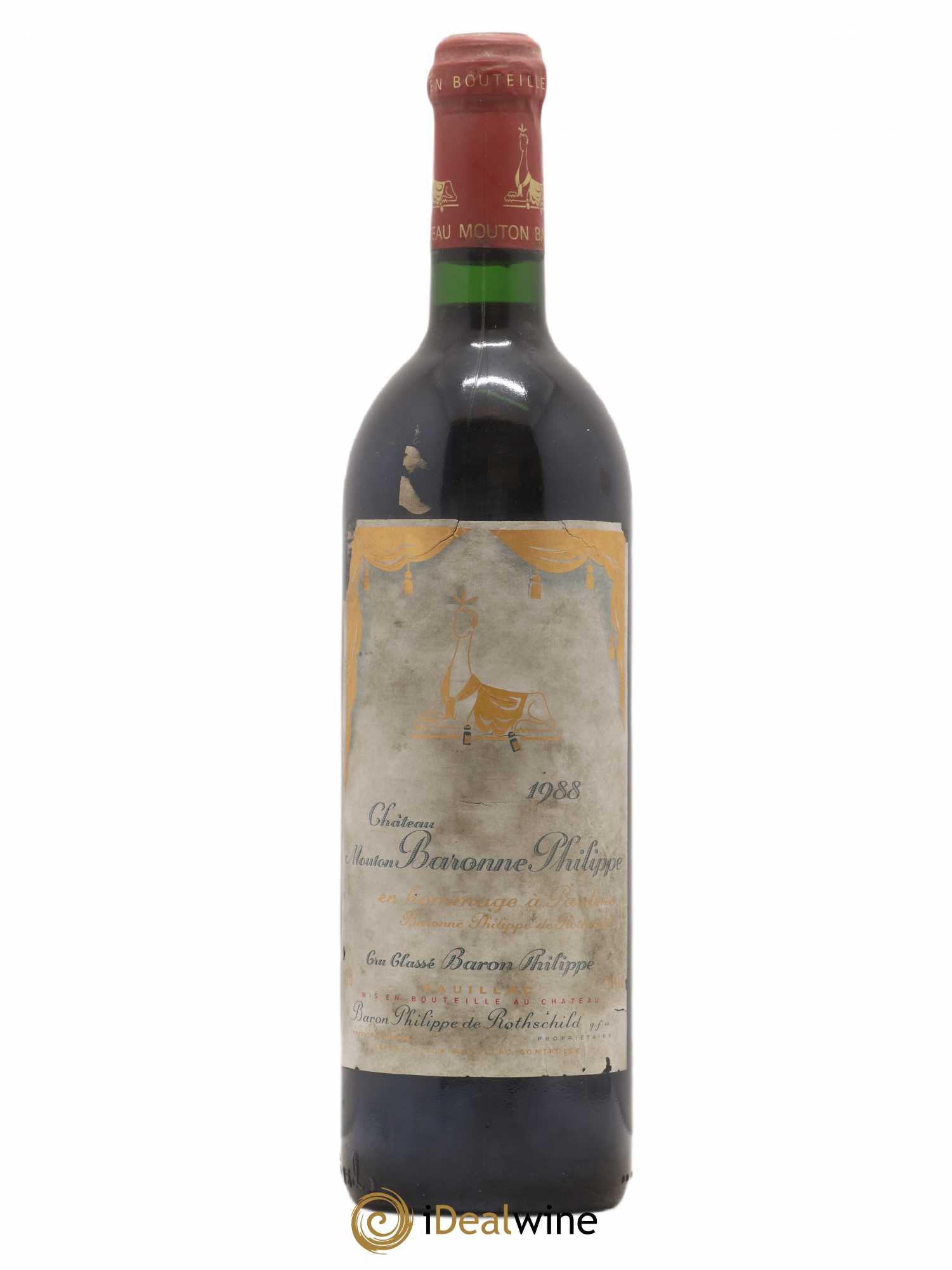 Château d' Armailhac - Mouton Baron(ne) Philippe 5ème Grand Cru Classé 1988 - Lot de 1 bouteille - 0