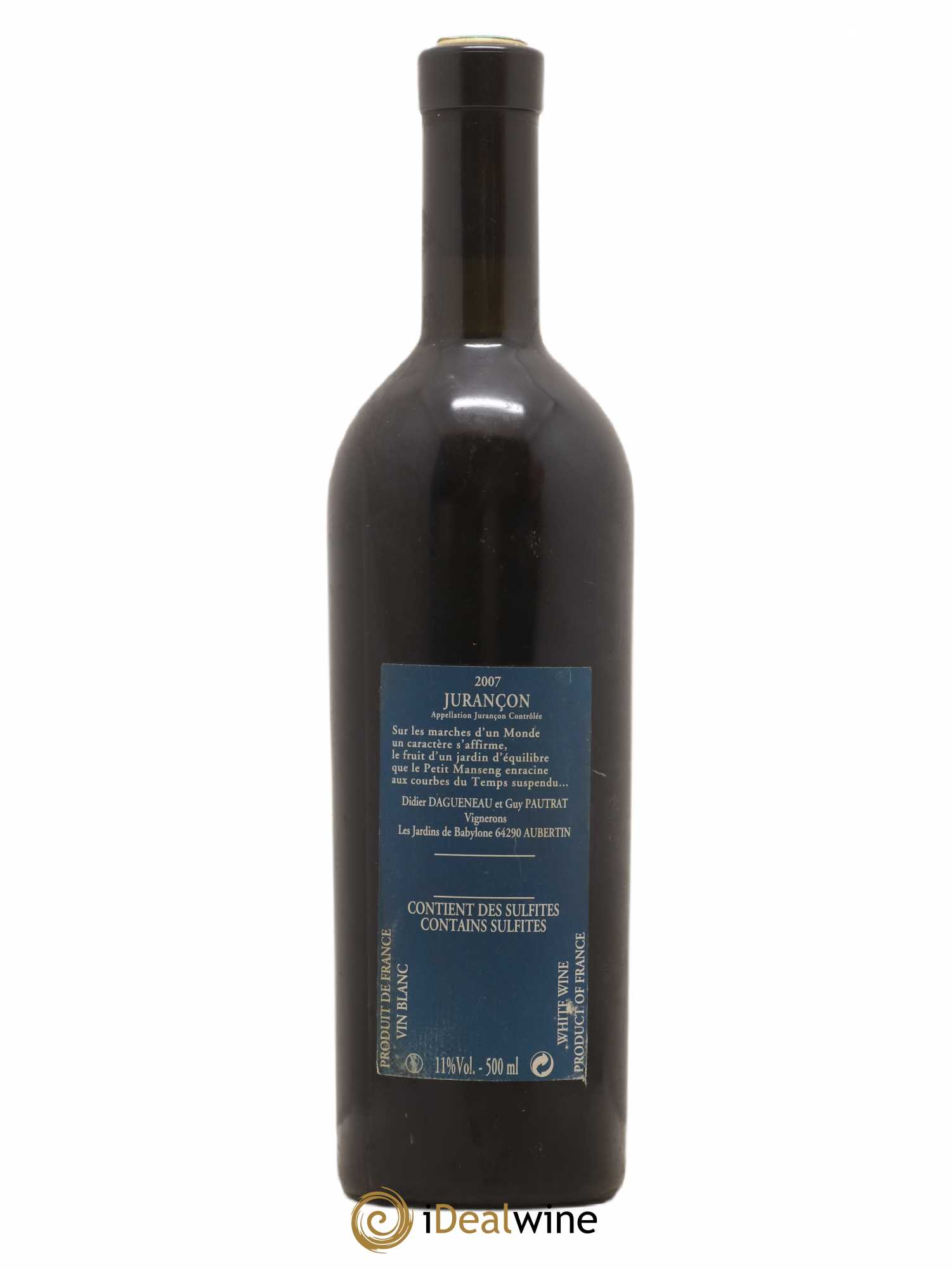 Vin de France (anciennement Jurançon) Jardins de Babylone Didier Dagueneau 50cl 2007 - Lotto di 1 bottiglia - 1