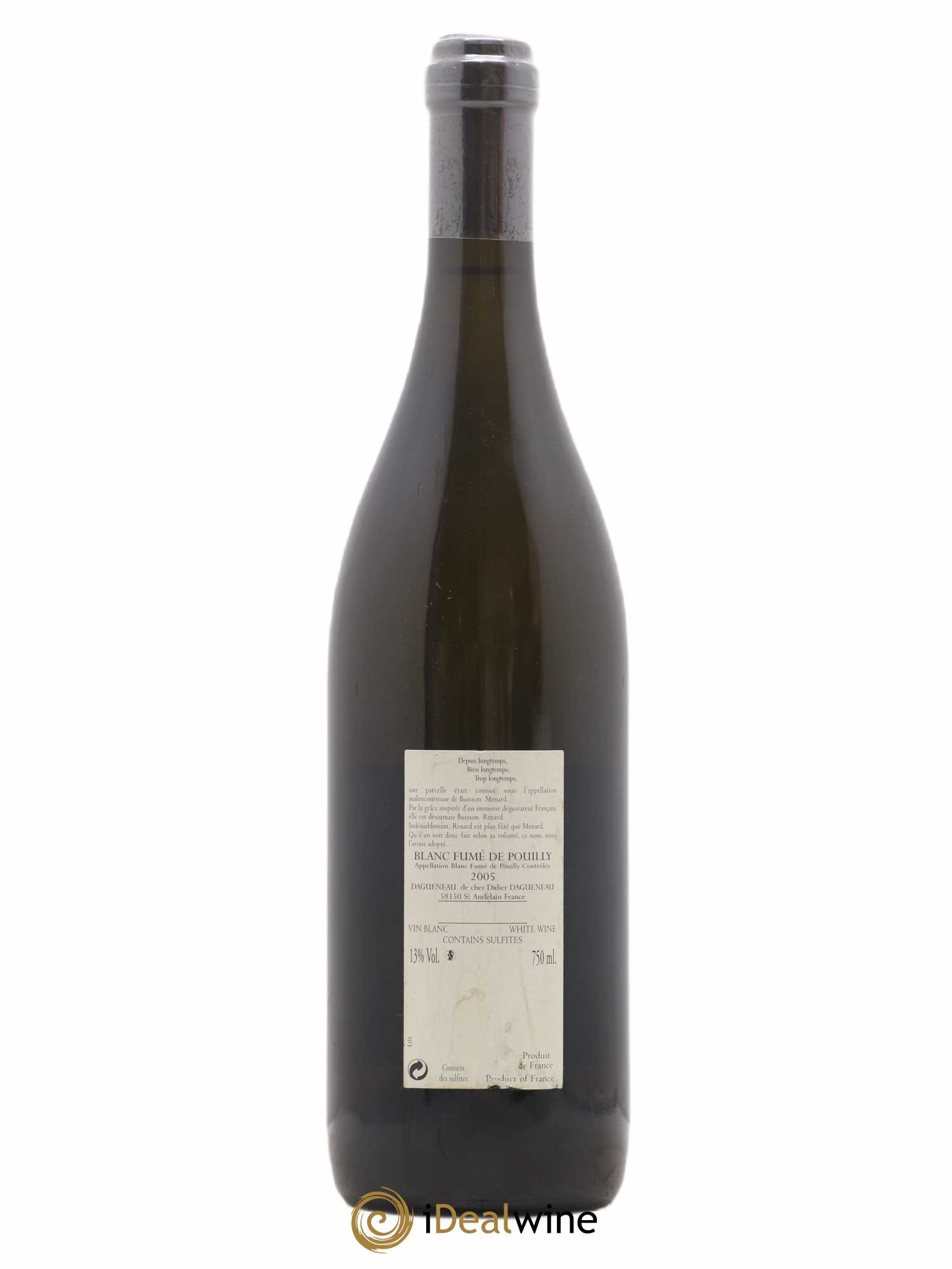 Vin de France (anciennement Pouilly-Fumé) Buisson Renard Dagueneau (Domaine Didier - Louis-Benjamin) 2005 - Lot de 1 bouteille - 1