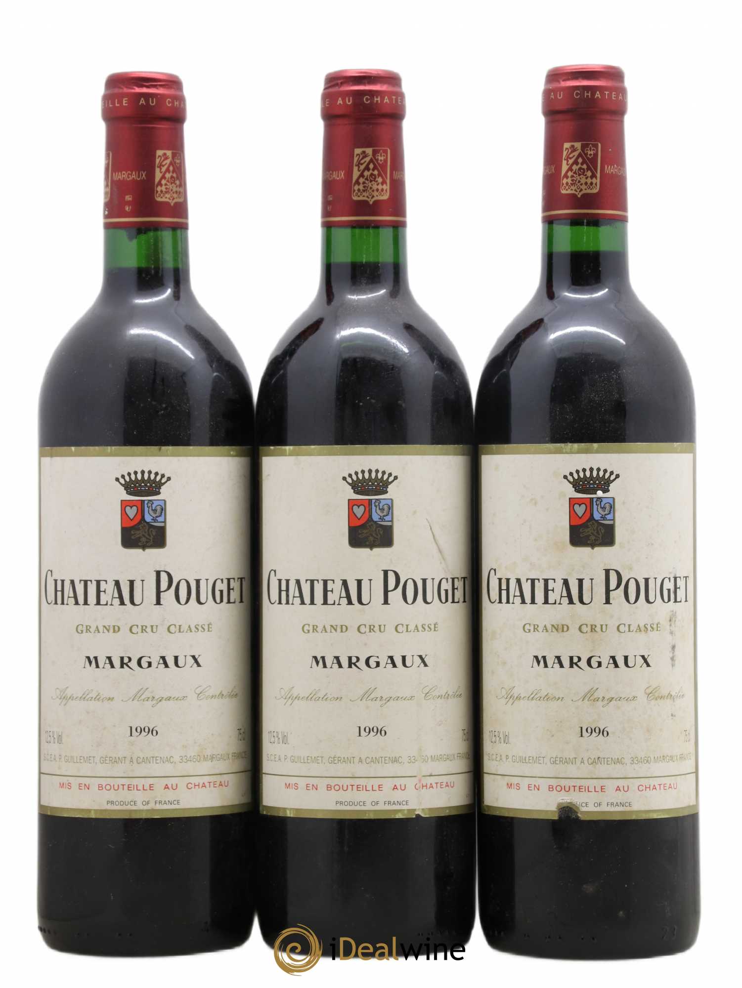 Château Pouget 4ème Grand Cru Classé 1996 - Lot de 3 bouteilles - 0