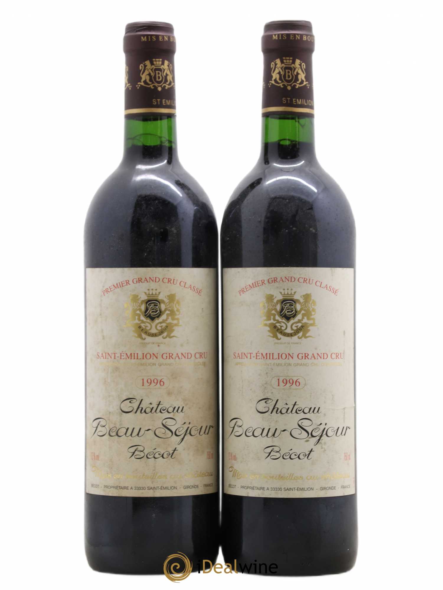 Château Beau-Séjour Bécot 1er Grand Cru Classé B 1996 - Lot de 2 bouteilles - 0