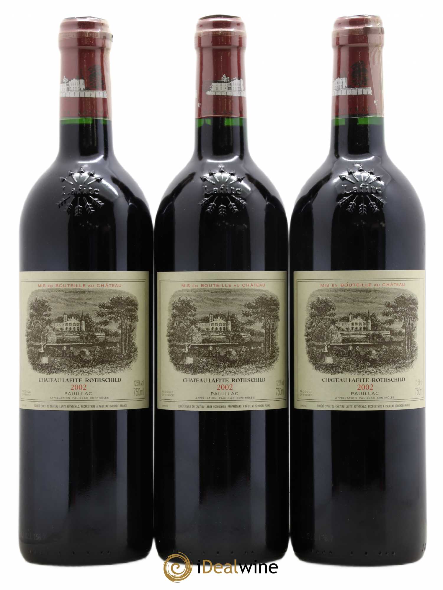 Château Lafite Rothschild 1er Grand Cru Classé 2002 - Lot de 3 bouteilles - 0