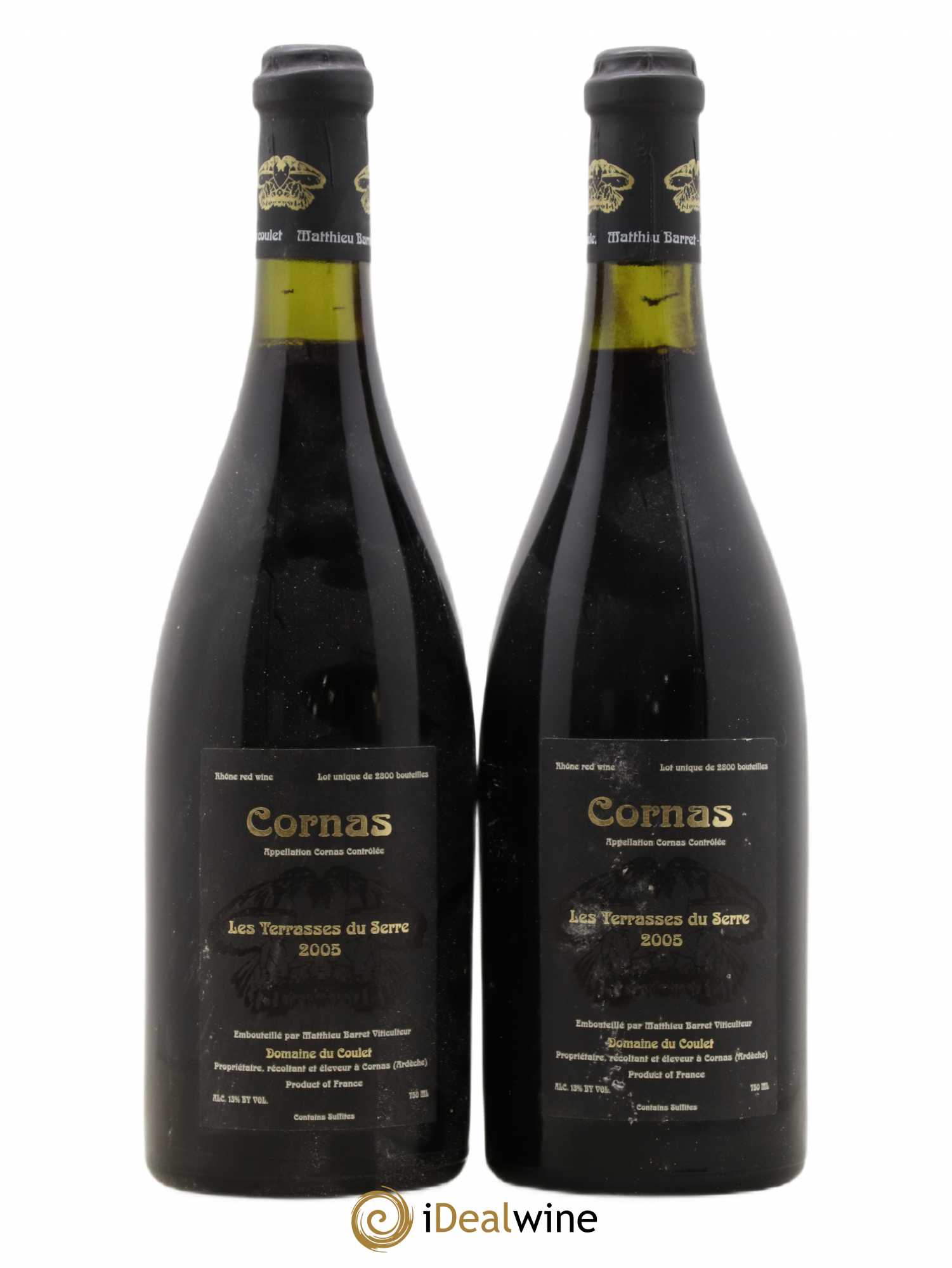 Cornas Les Terrasses du Serre Domaine du Coulet - Matthieu Barret 2005 - Lot de 2 bouteilles - 0