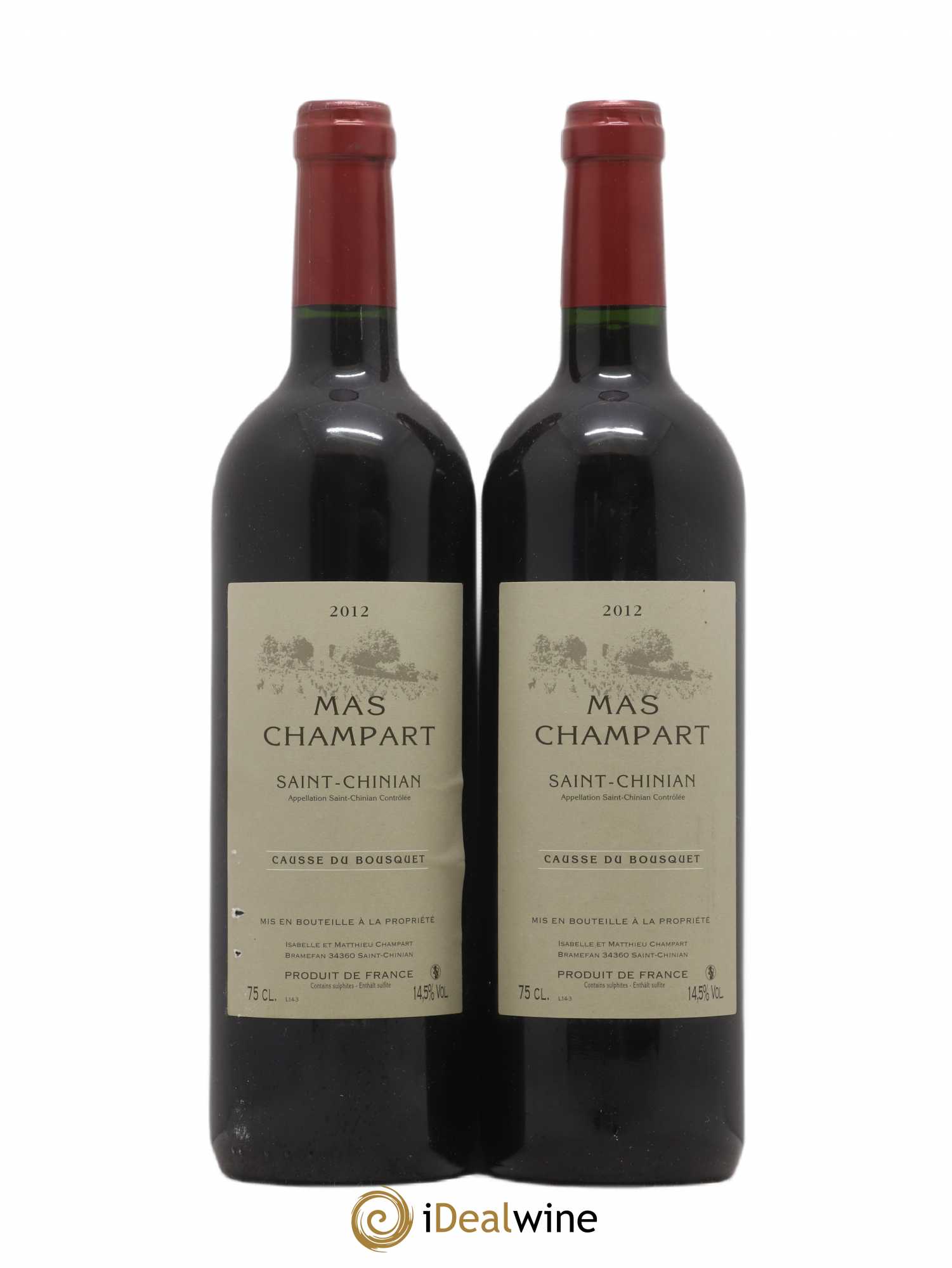Saint-Chinian Mas Champart Causse du Bousquet Isabelle et Mathieu Champart (sans prix de réserve) 2012 - Lot de 2 bouteilles - 0