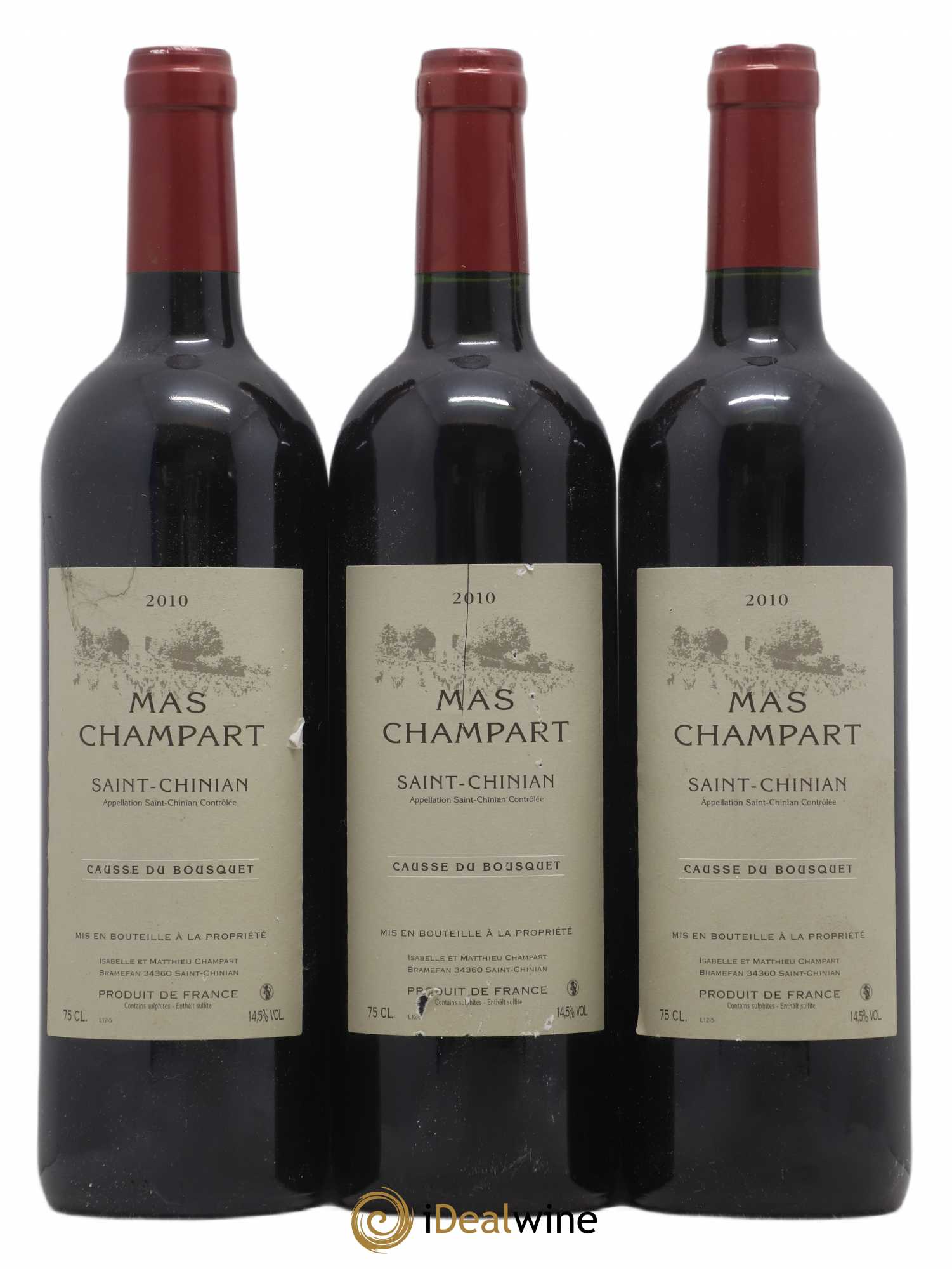 Saint-Chinian Mas Champart Causse du Bousquet Isabelle et Mathieu Champart (sans prix de réserve) 2010 - Lot de 3 bouteilles - 0