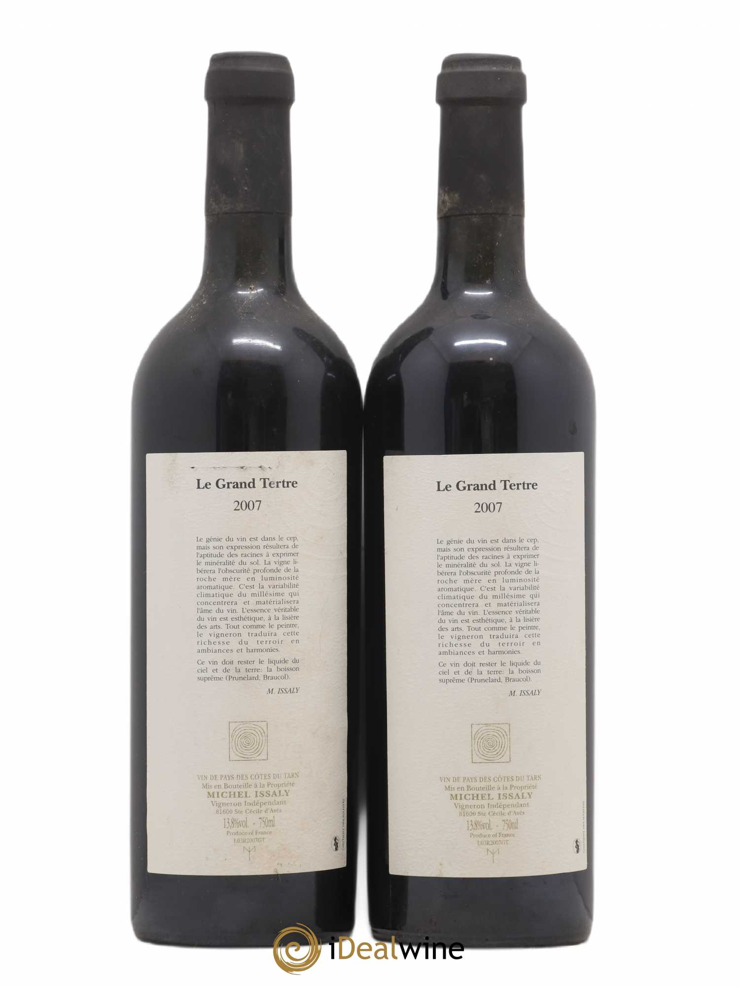 Sud-Ouest VDP des Côtes du Tarn Le Grand Tertre Michel Issaly (sans prix de réserve) 2007 - Lot de 2 bouteilles - 0