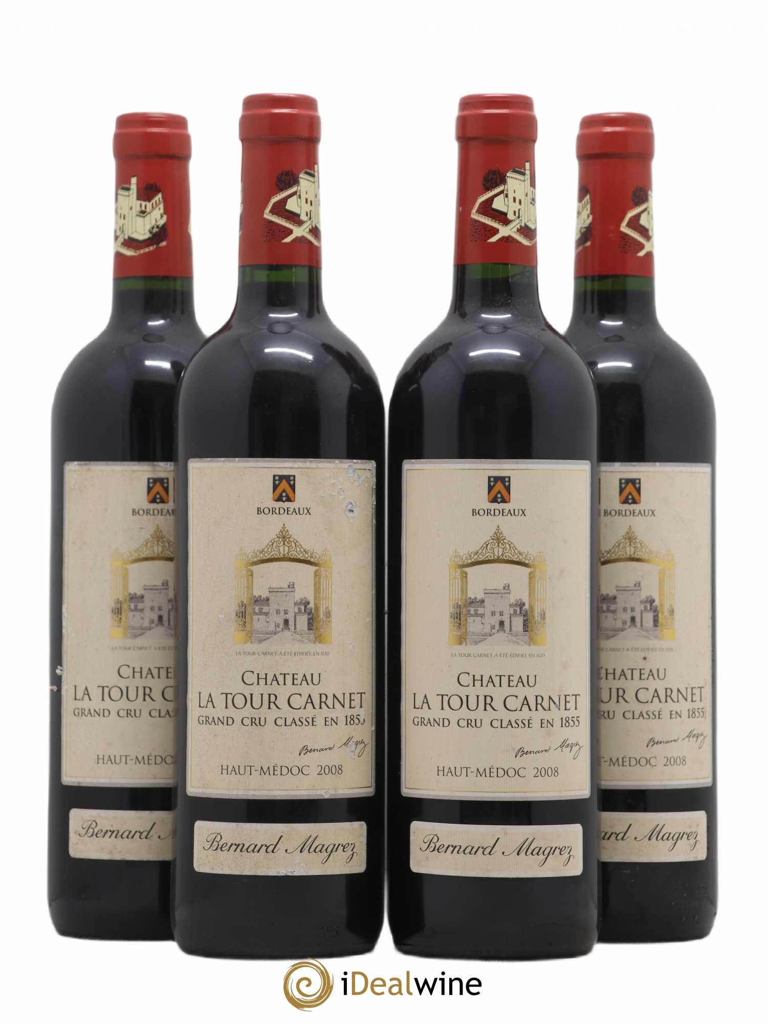 Château la Tour Carnet 4ème Grand Cru Classé 2008 - Lot de 4 bouteilles - 0
