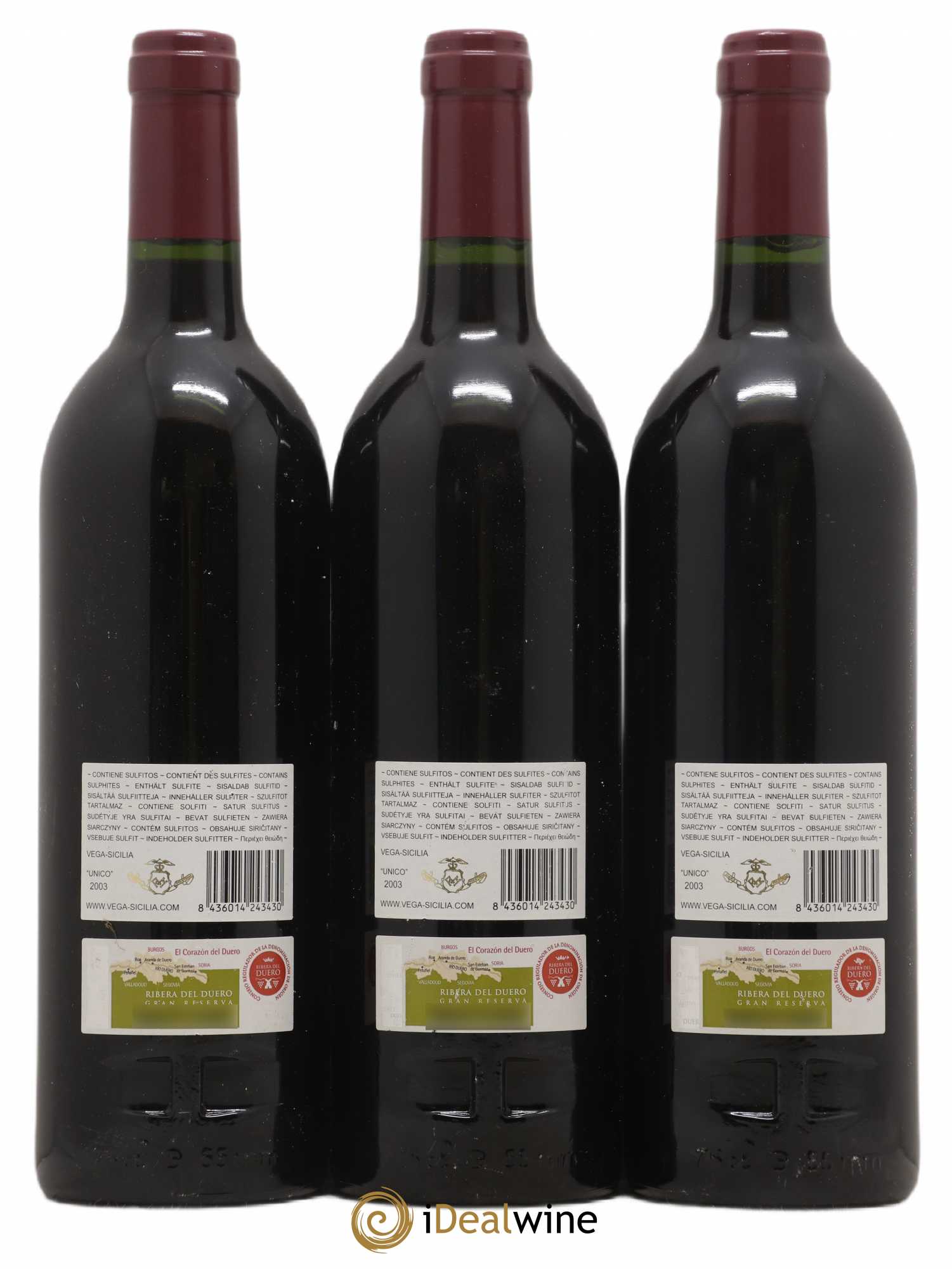 Ribera Del Duero DO Vega Sicilia Unico Famille Alvarez 2003 - Lot de 3 bouteilles - 1