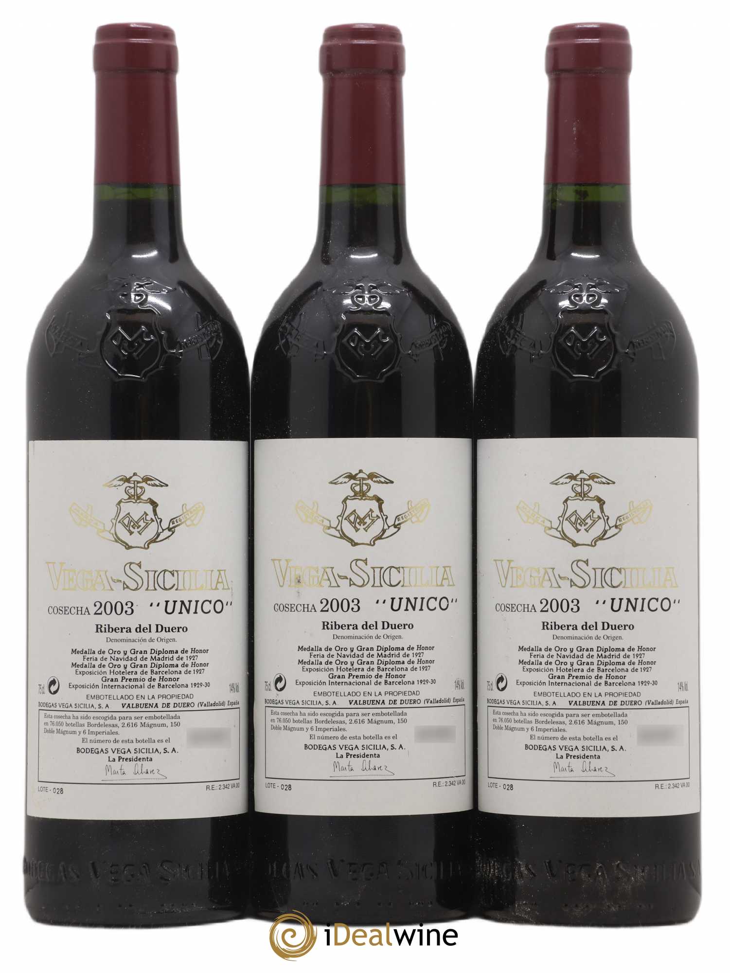 Ribera Del Duero DO Vega Sicilia Unico Famille Alvarez 2003 - Lot de 3 bouteilles - 0