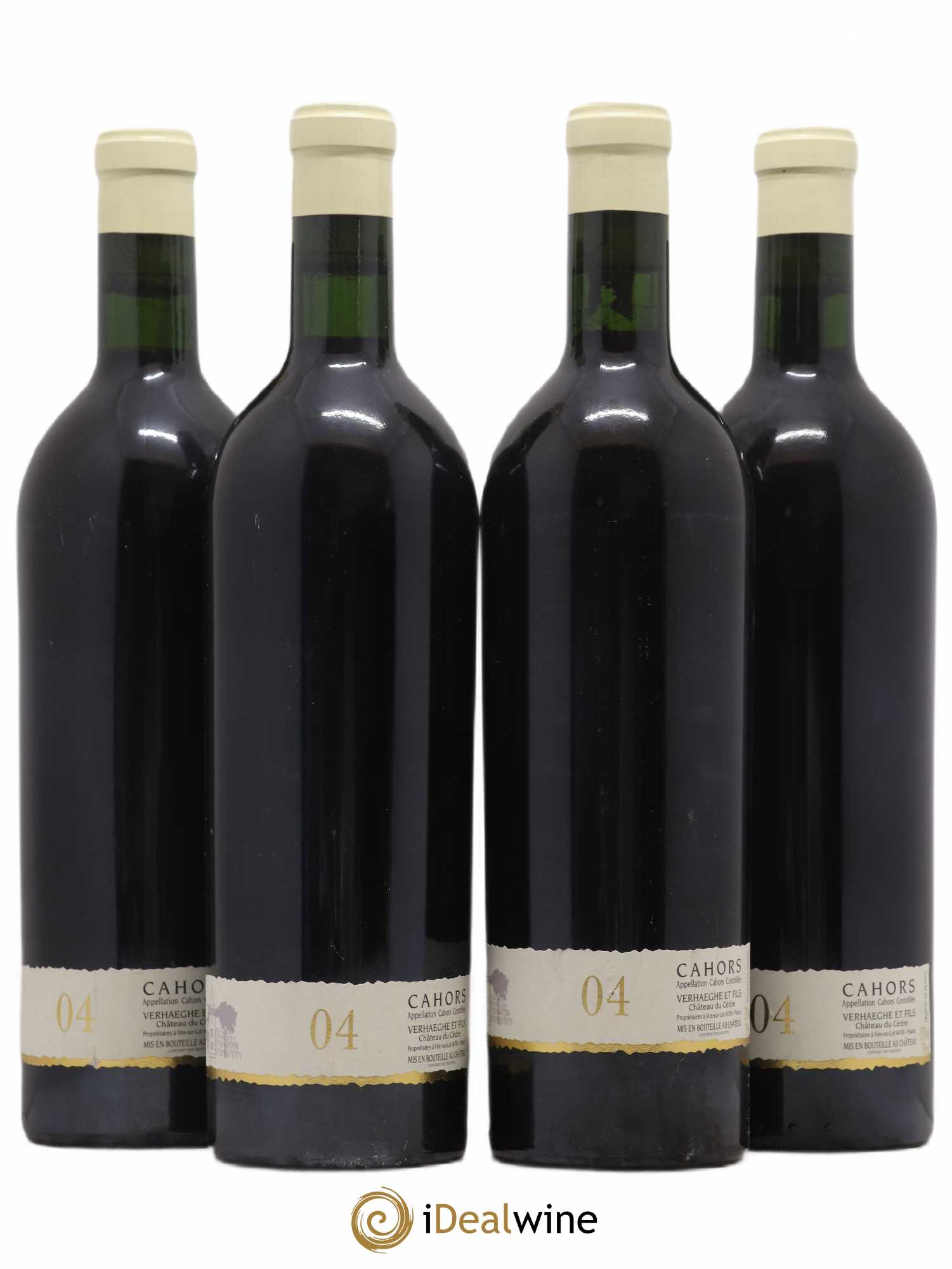 Cahors Château du Cèdre GC Pascal et Jean-Marc Verhaeghe 2004 - Lot de 4 bouteilles - 1