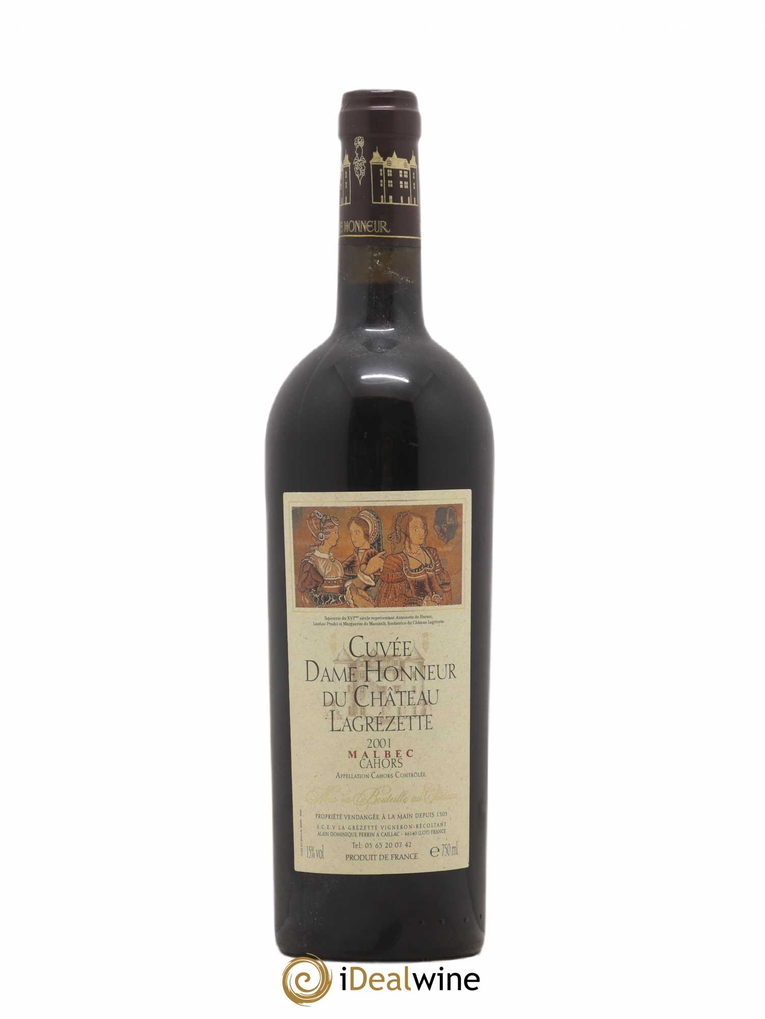 Cahors Cuvée Dame Honneur Château Lagrezette 2001 - Posten von 1 Flasche - 0