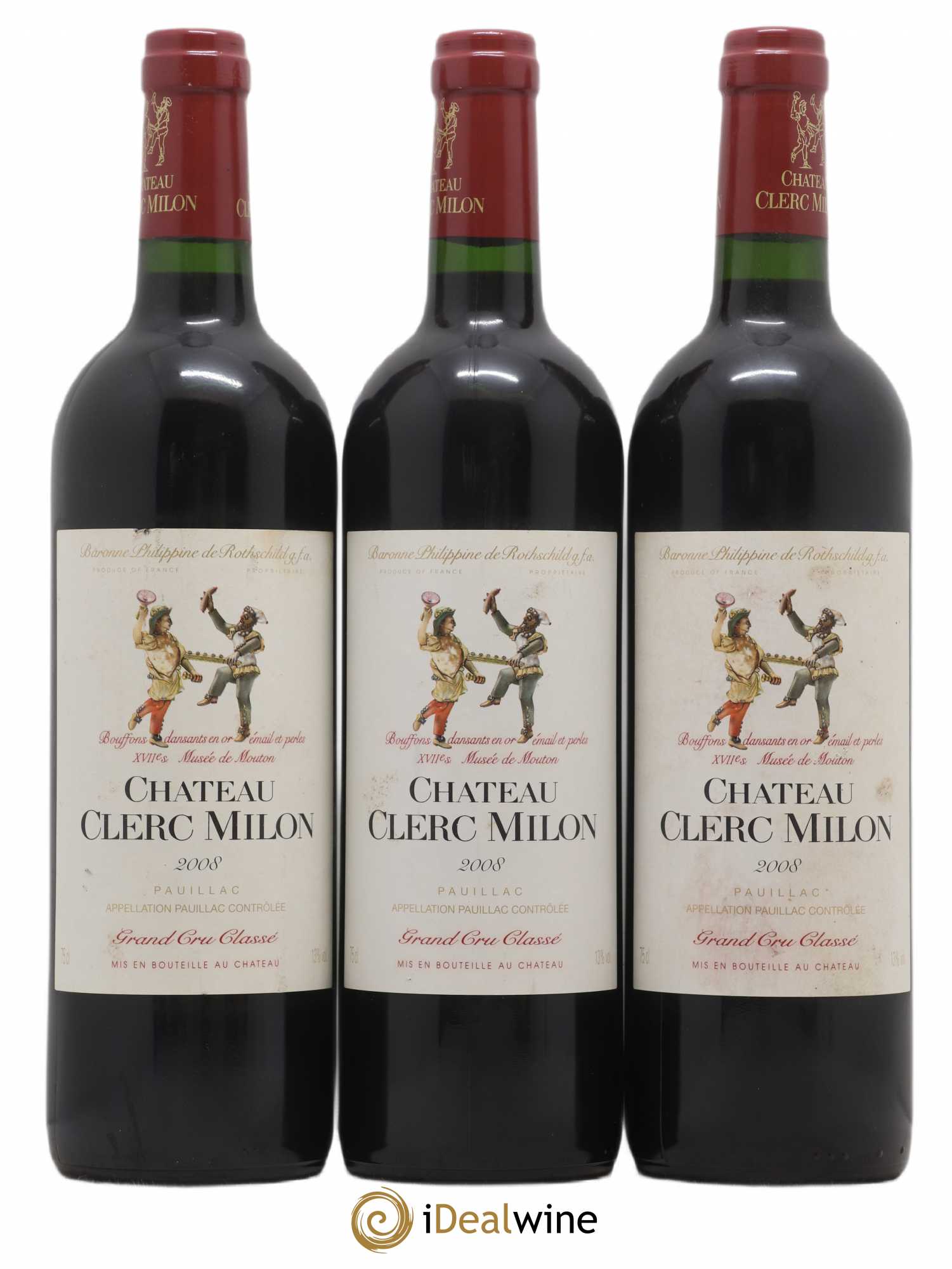 Château Clerc Milon 5ème Grand Cru Classé 2008 - Lot de 3 bouteilles - 0