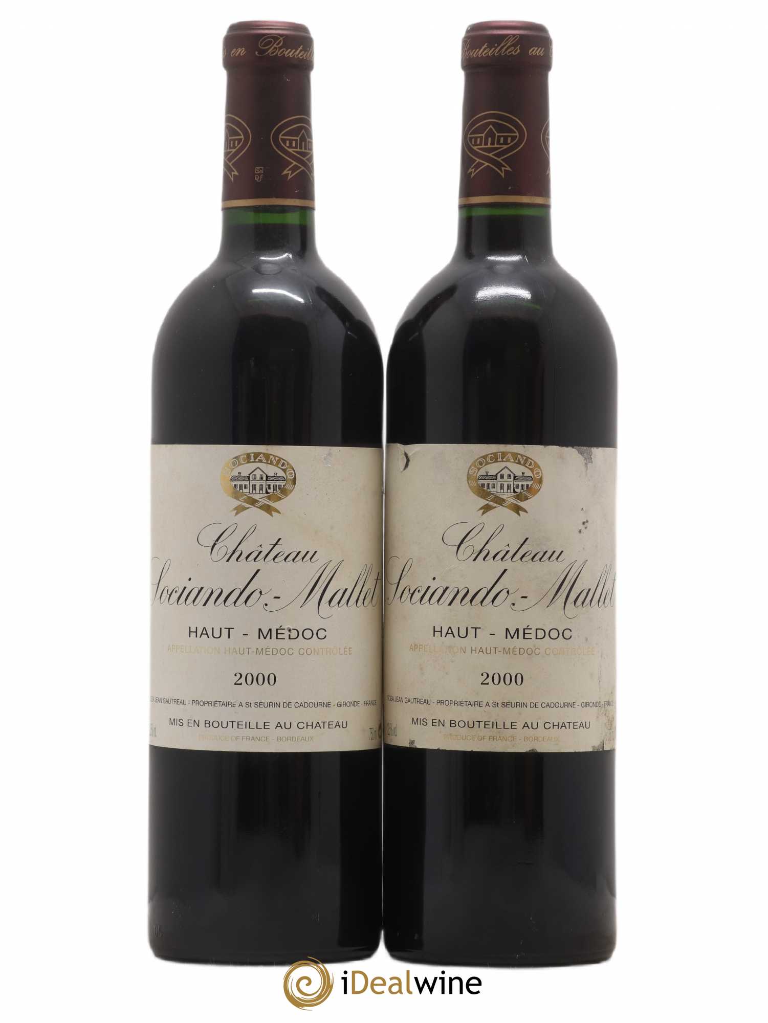 Château Sociando Mallet 2000 - Lot de 2 bouteilles - 0