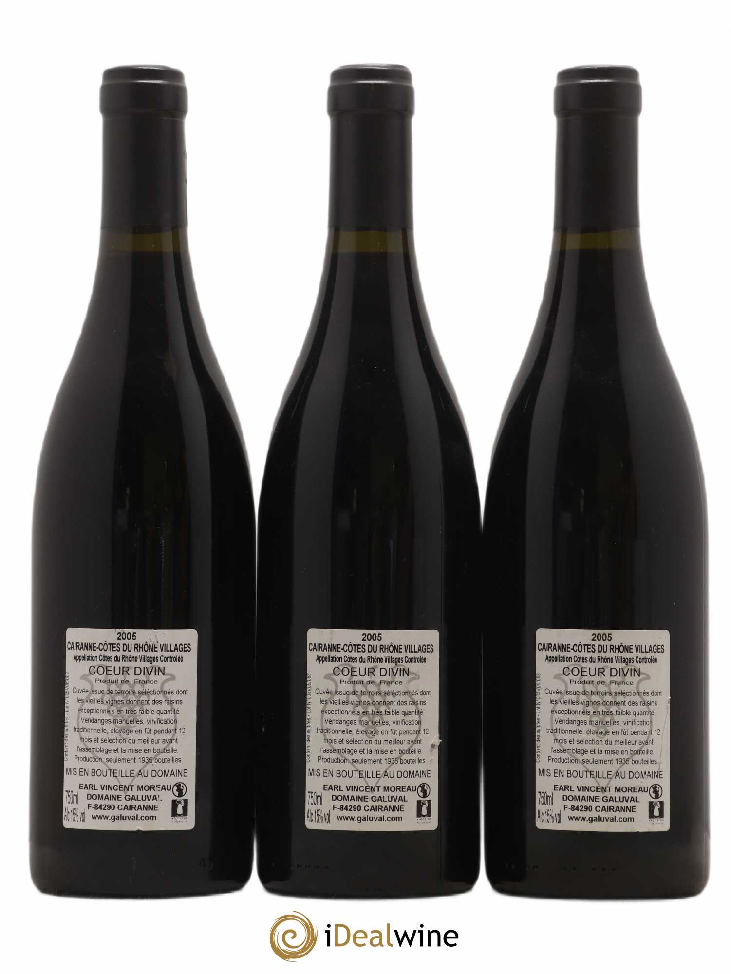 Côtes-du-Rhône-Villages Cairanne Domaine Galuval Coeur Divin (sans prix de réserve) 2005 - Posten von 3 Flaschen - 1