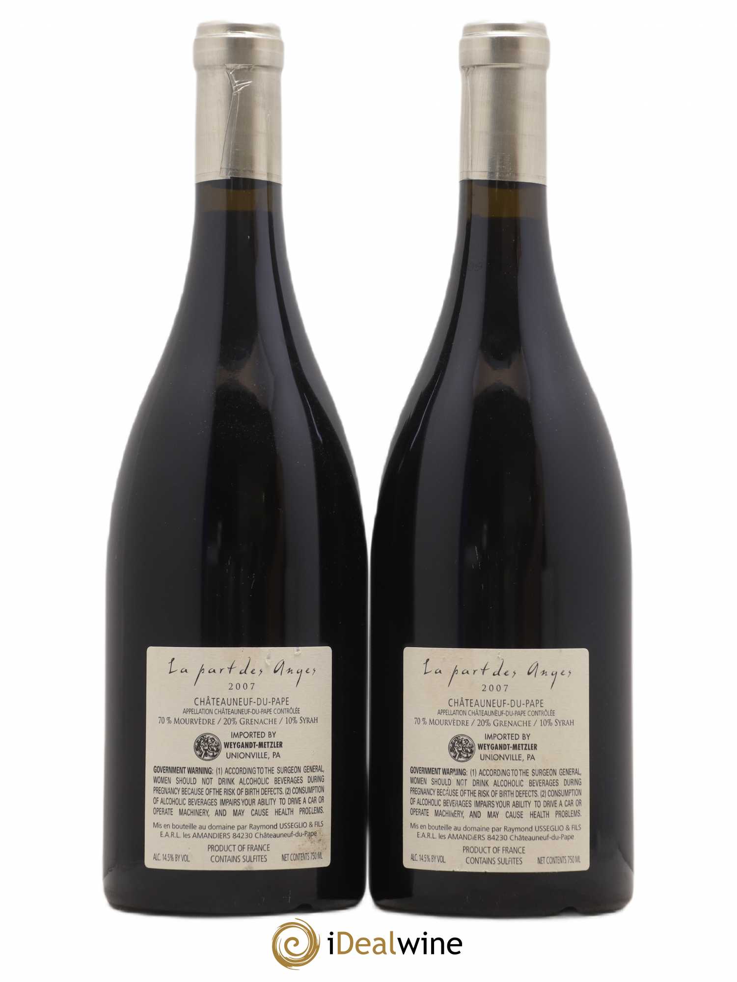Châteauneuf-du-Pape La Part des Anges Raymond Usseglio (Domaine) 2007 - Lot de 2 bouteilles - 1