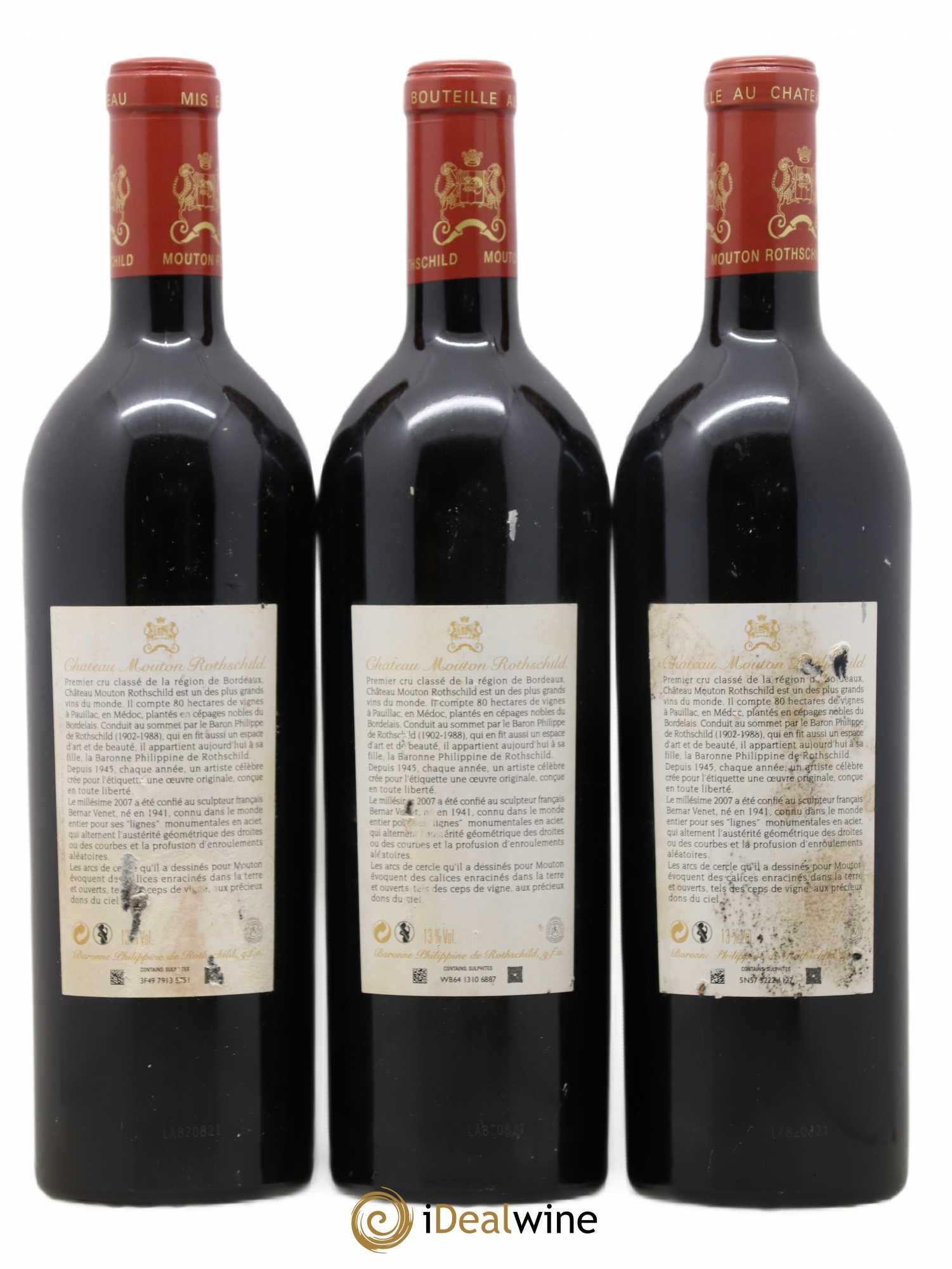 Château Mouton Rothschild 1er Grand Cru Classé 2007 - Lot de 3 bouteilles - 1