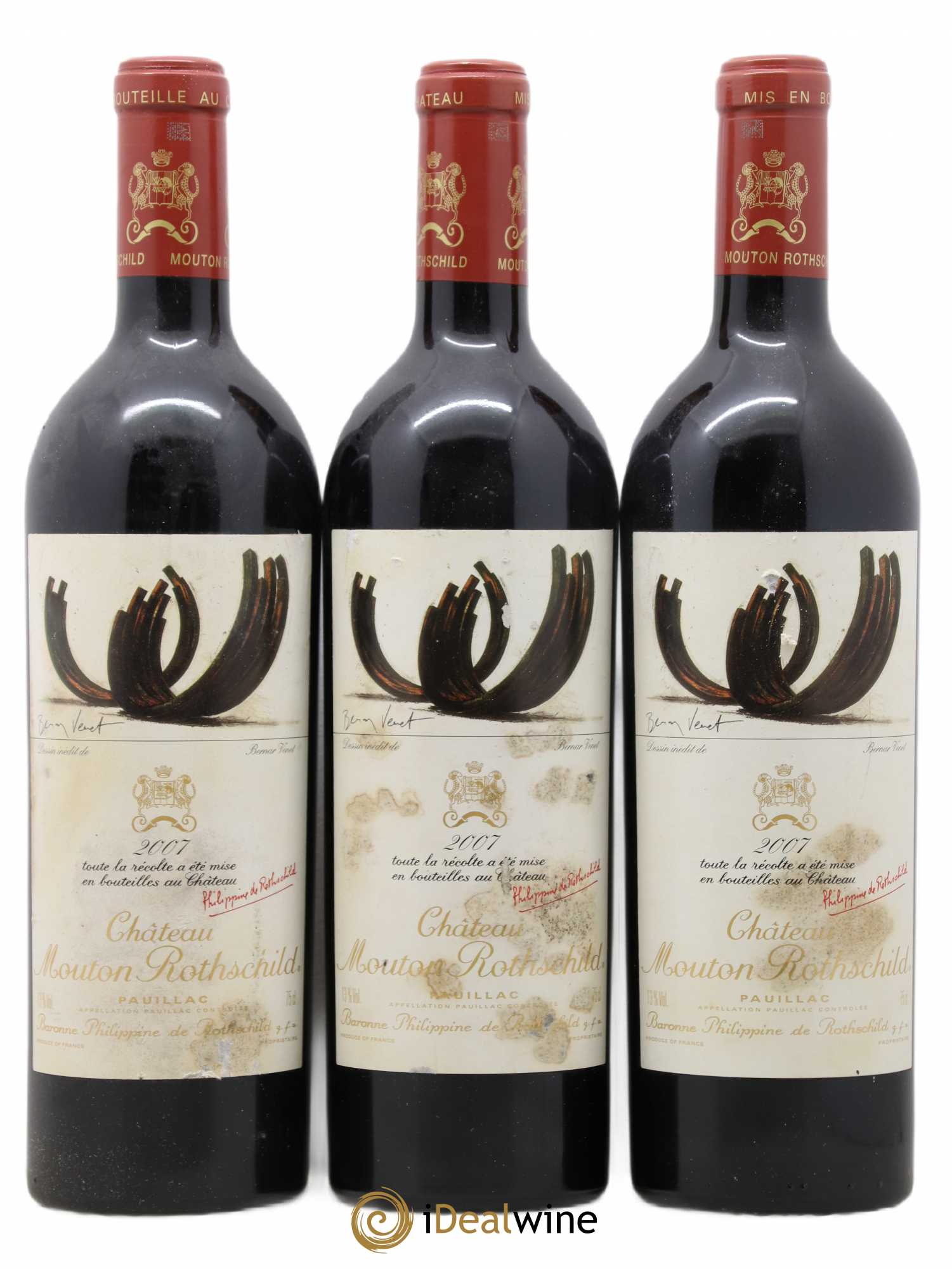 Château Mouton Rothschild 1er Grand Cru Classé 2007 - Lot de 3 bouteilles - 0