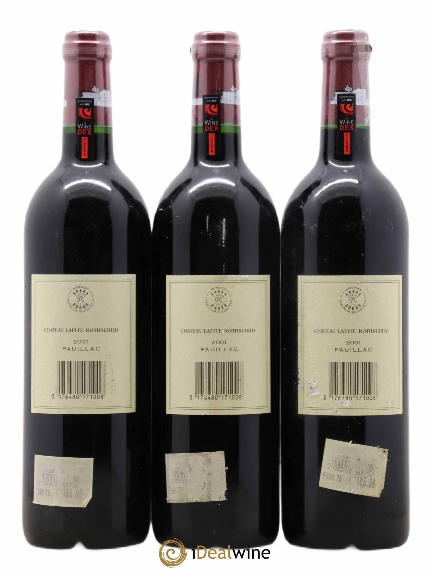 Château Lafite Rothschild 1er Grand Cru Classé 2001 - Lot de 3 bouteilles - 1