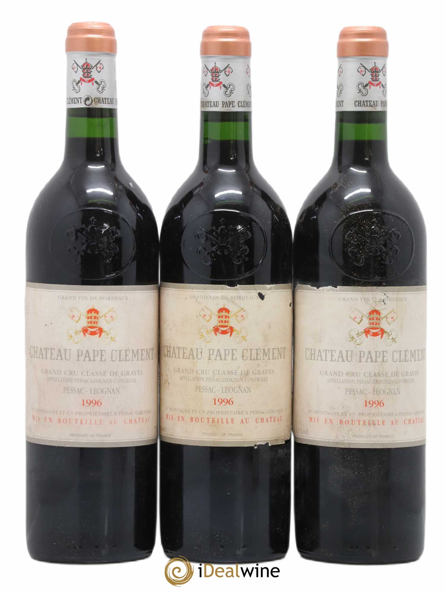 Château Pape Clément Cru Classé de Graves 1996 - Lot de 3 bouteilles - 0