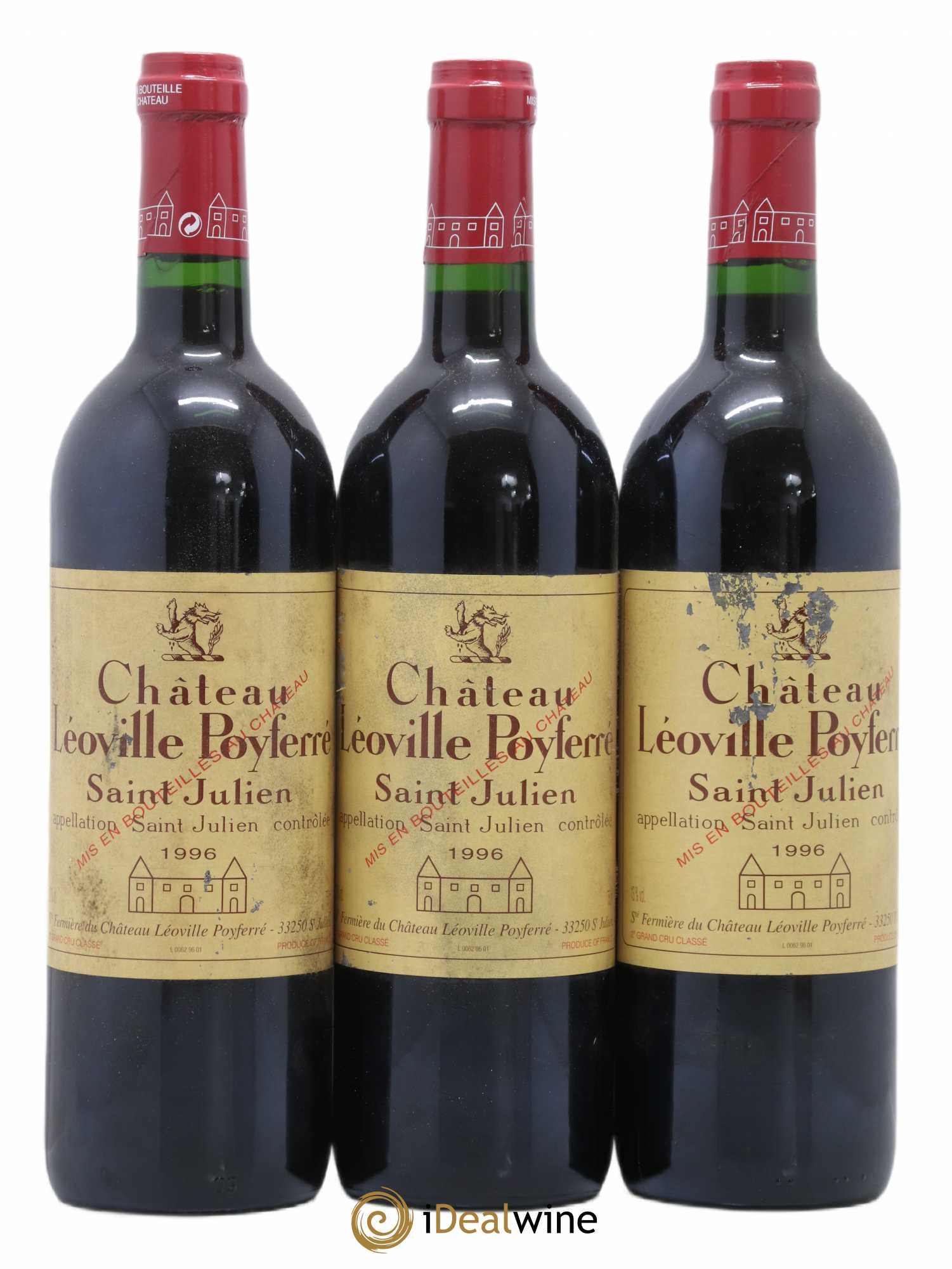 Château Léoville Poyferré 2ème Grand Cru Classé 1996 - Lot de 3 bouteilles - 0