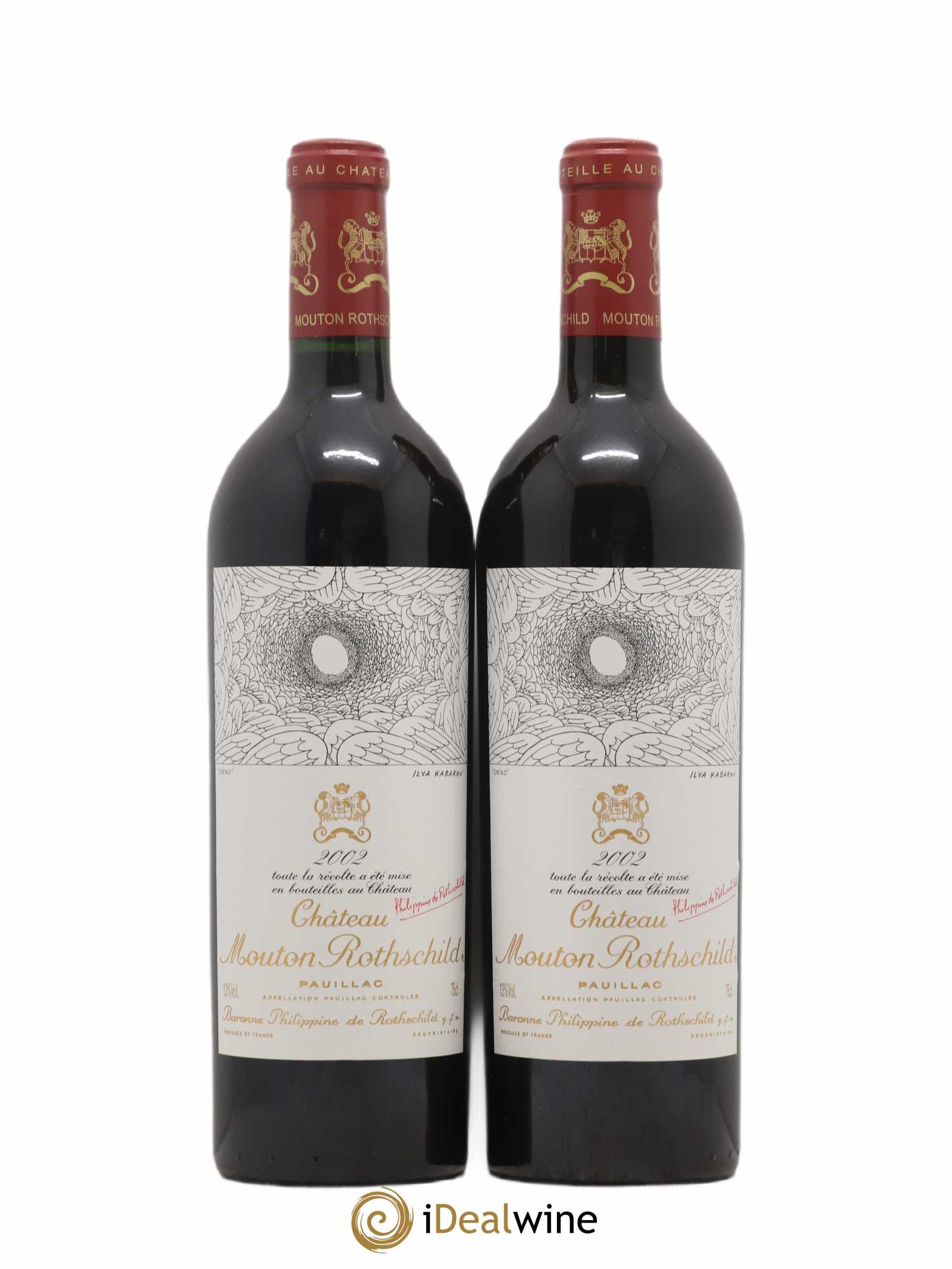 Caisse Primeurs 2 Petrus, 2 Lafite Rothschild, 2 Mouton Rothschild, 2 Château Latour, 2 Margaux, 2 Château Haut Brion 2002 - Lot de 12 bouteilles - 1