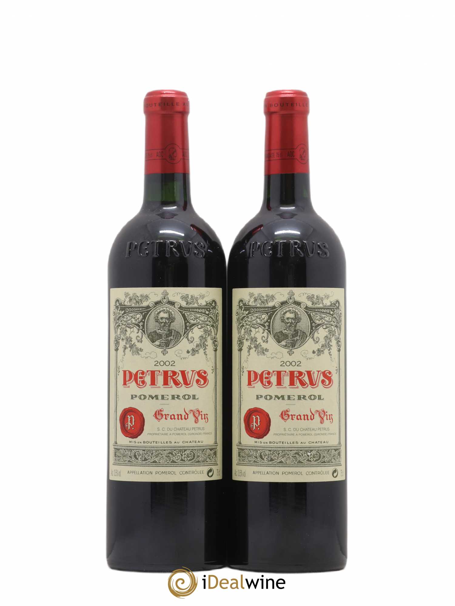 Caisse Primeurs 2 Petrus, 2 Lafite Rothschild, 2 Mouton Rothschild, 2 Château Latour, 2 Margaux, 2 Château Haut Brion 2002 - Lot de 12 bouteilles - 8