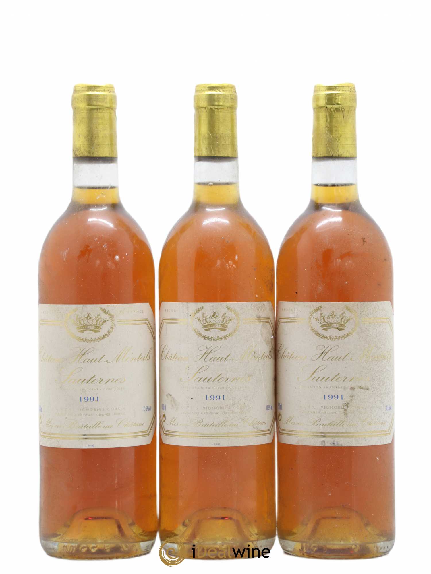 Sauternes Château Haut Monteils 1991 - Lotto di 3 bottiglie - 0