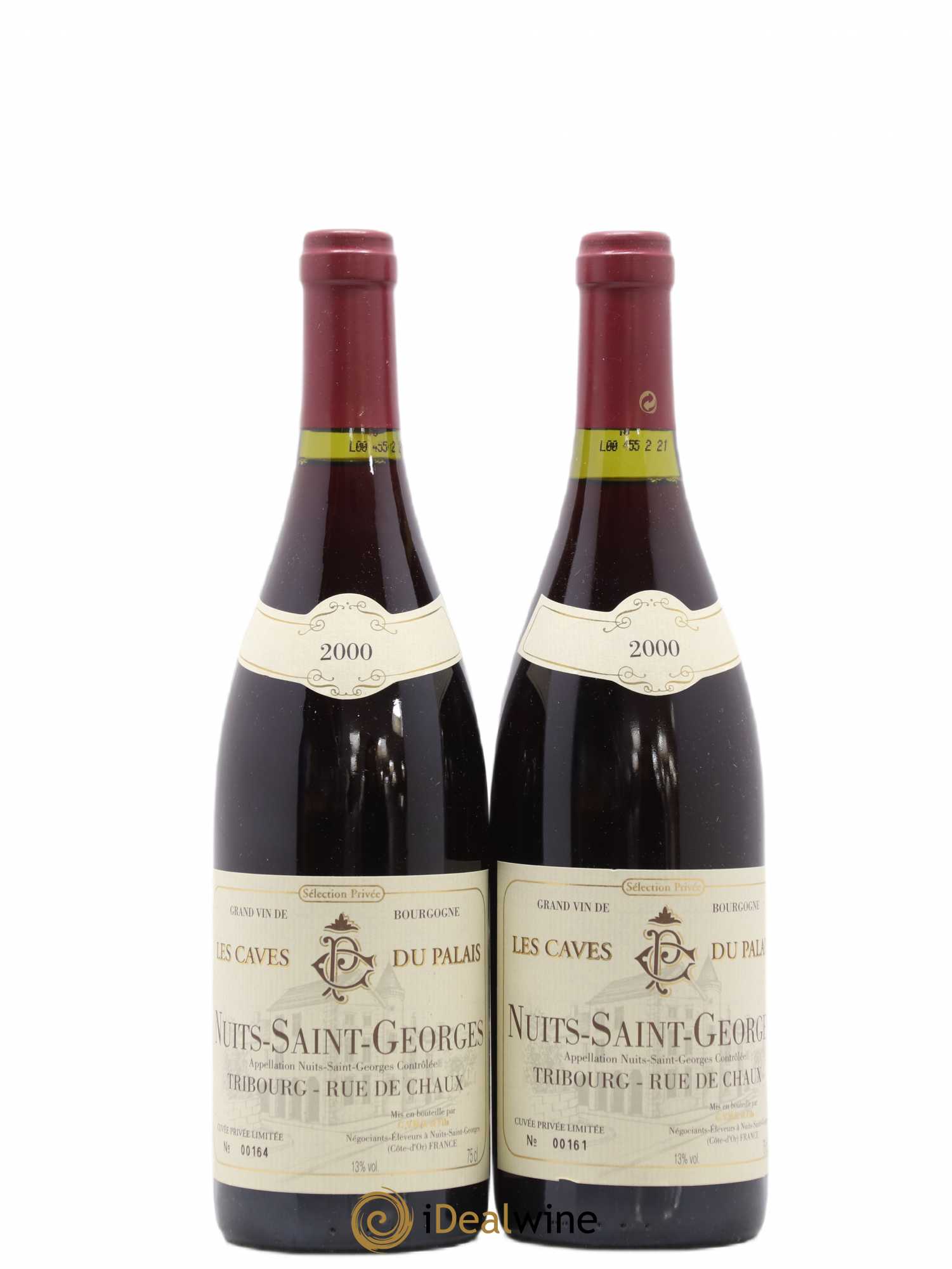 Nuits-Saint-Georges 1er Cru Tribourg Rue de Chaux Les Caves du Palais 2000 - Posten von 2 Flaschen - 0