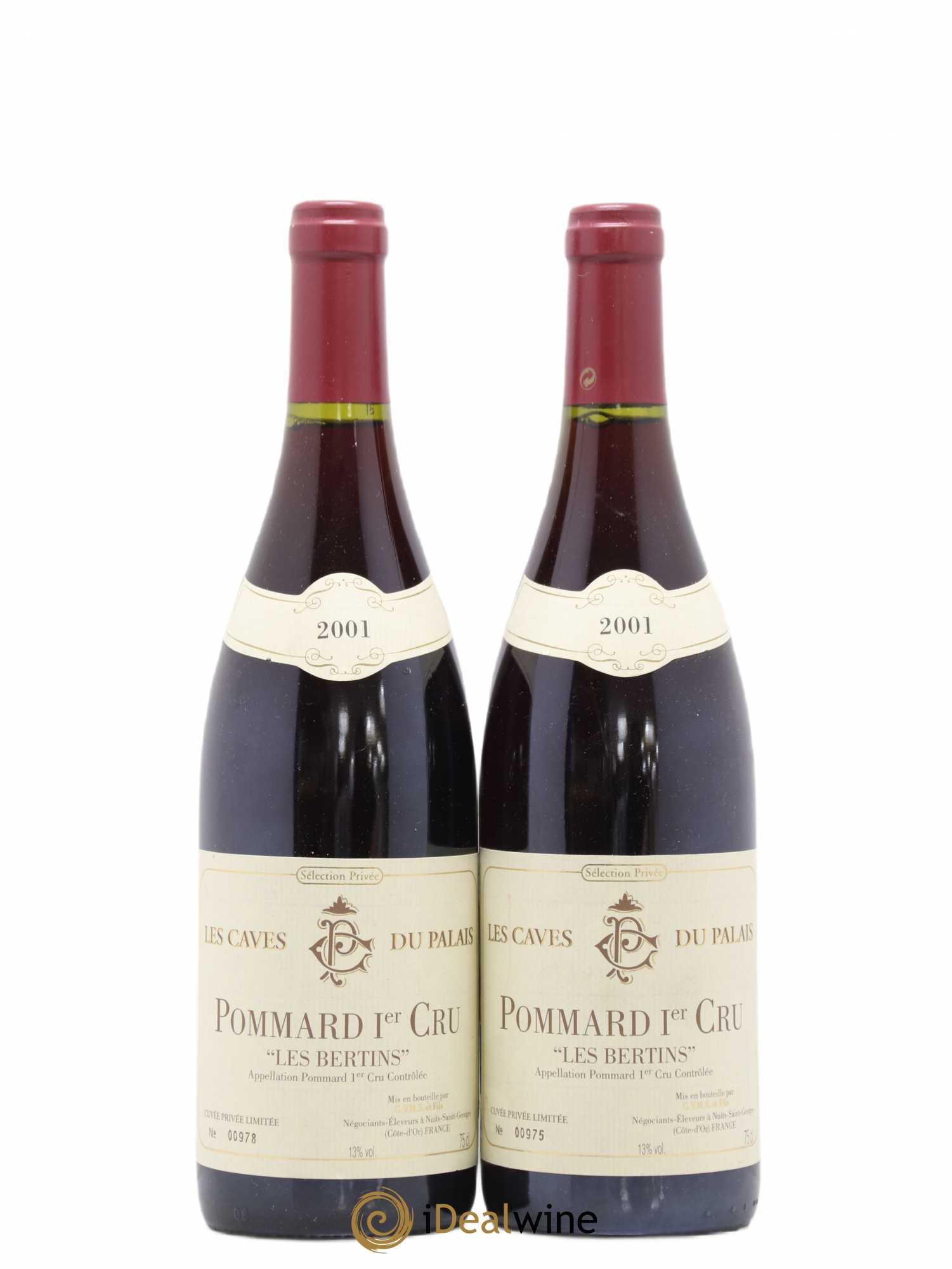 Pommard 1er Cru Les Bertins Les Caves du Palais 2001 - Posten von 2 Flaschen - 0