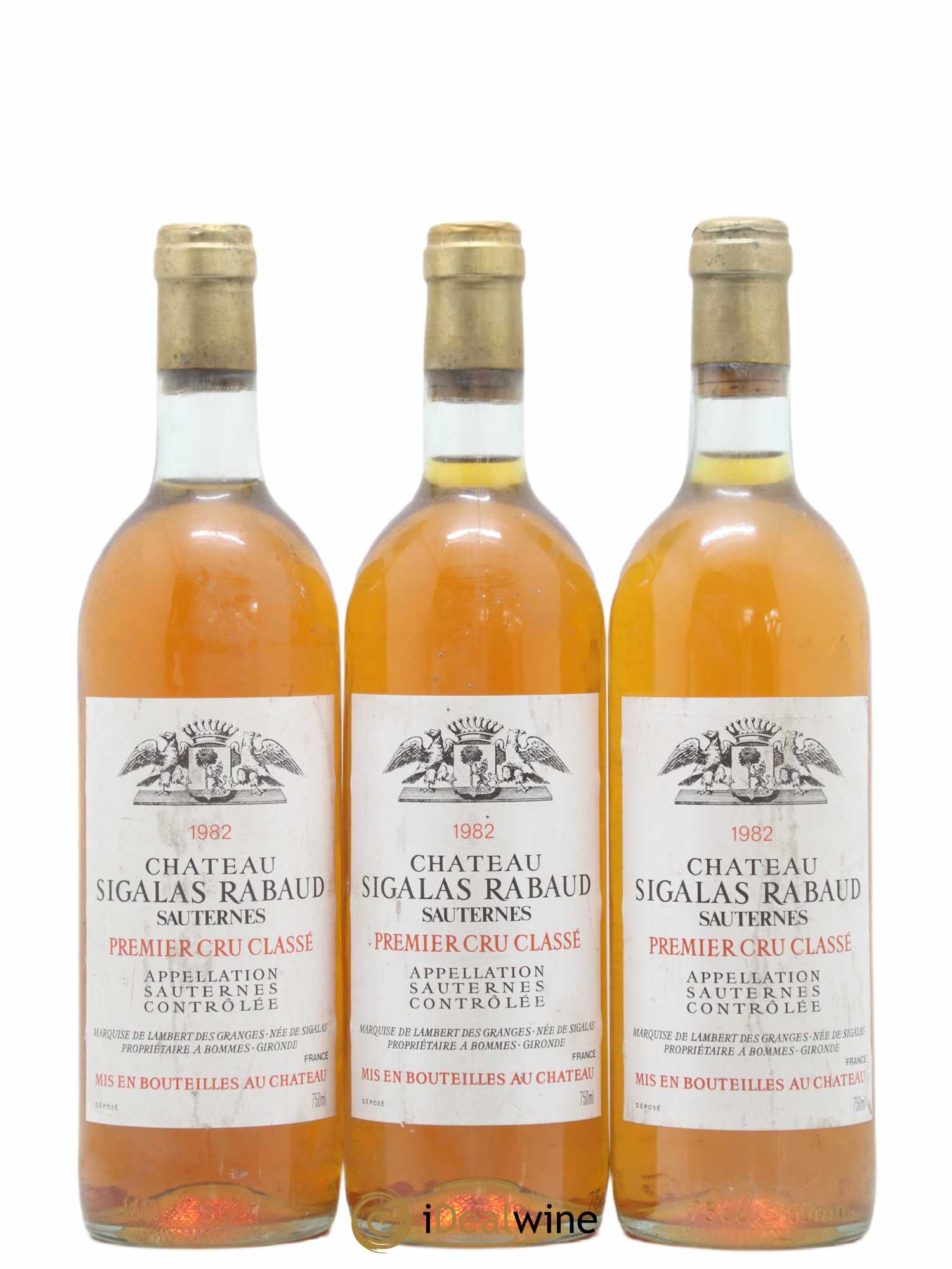 Château Sigalas Rabaud 1er Grand Cru Classé 1982 - Lotto di 3 bottiglie - 0