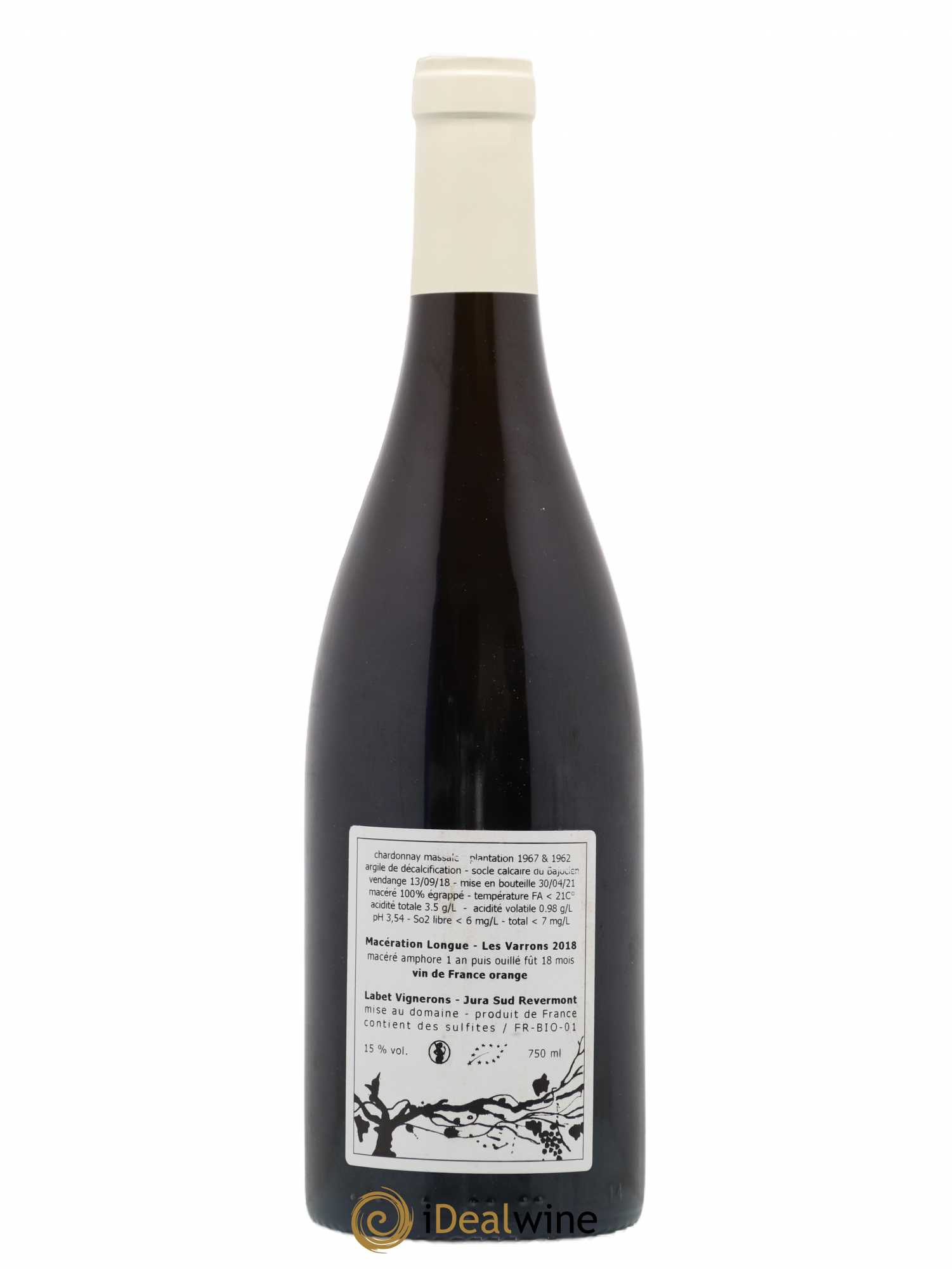 Côtes du Jura Chardonnay Les Varrons Macération Romain - Julien - Charline Labet 2018 - Lot de 1 bouteille - 1