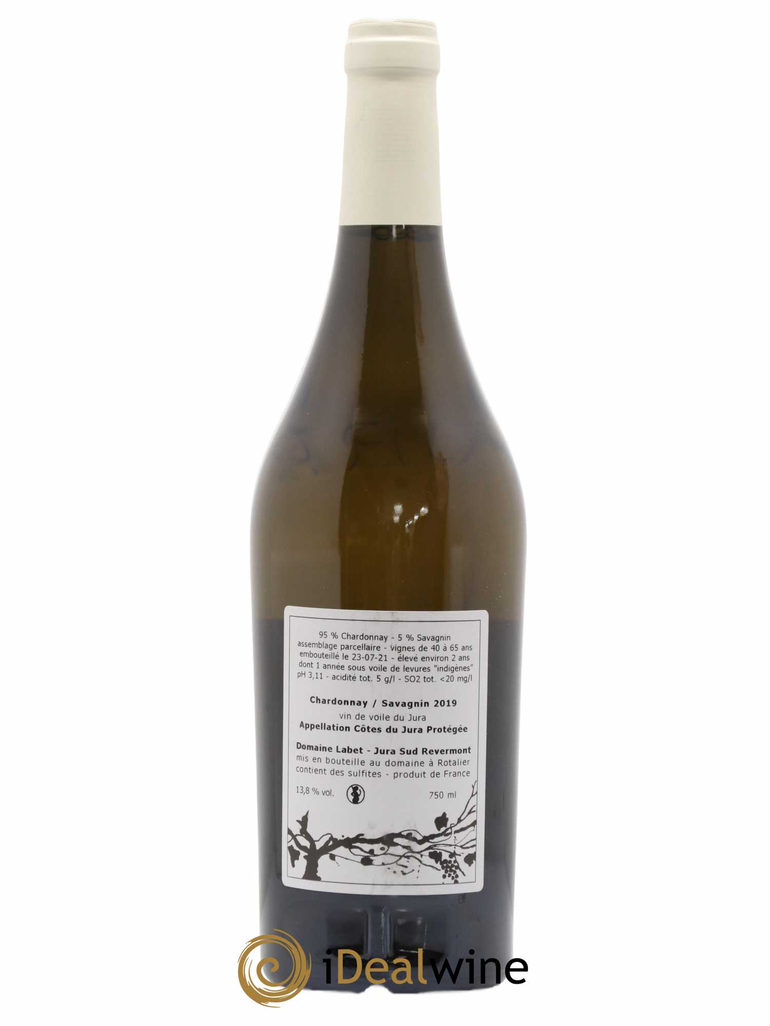 Côtes du Jura Vin de Voile Chardonnay-Savagnin cuvée de garde Romain - Julien - Charline Labet 2019 - Lot de 1 bouteille - 1