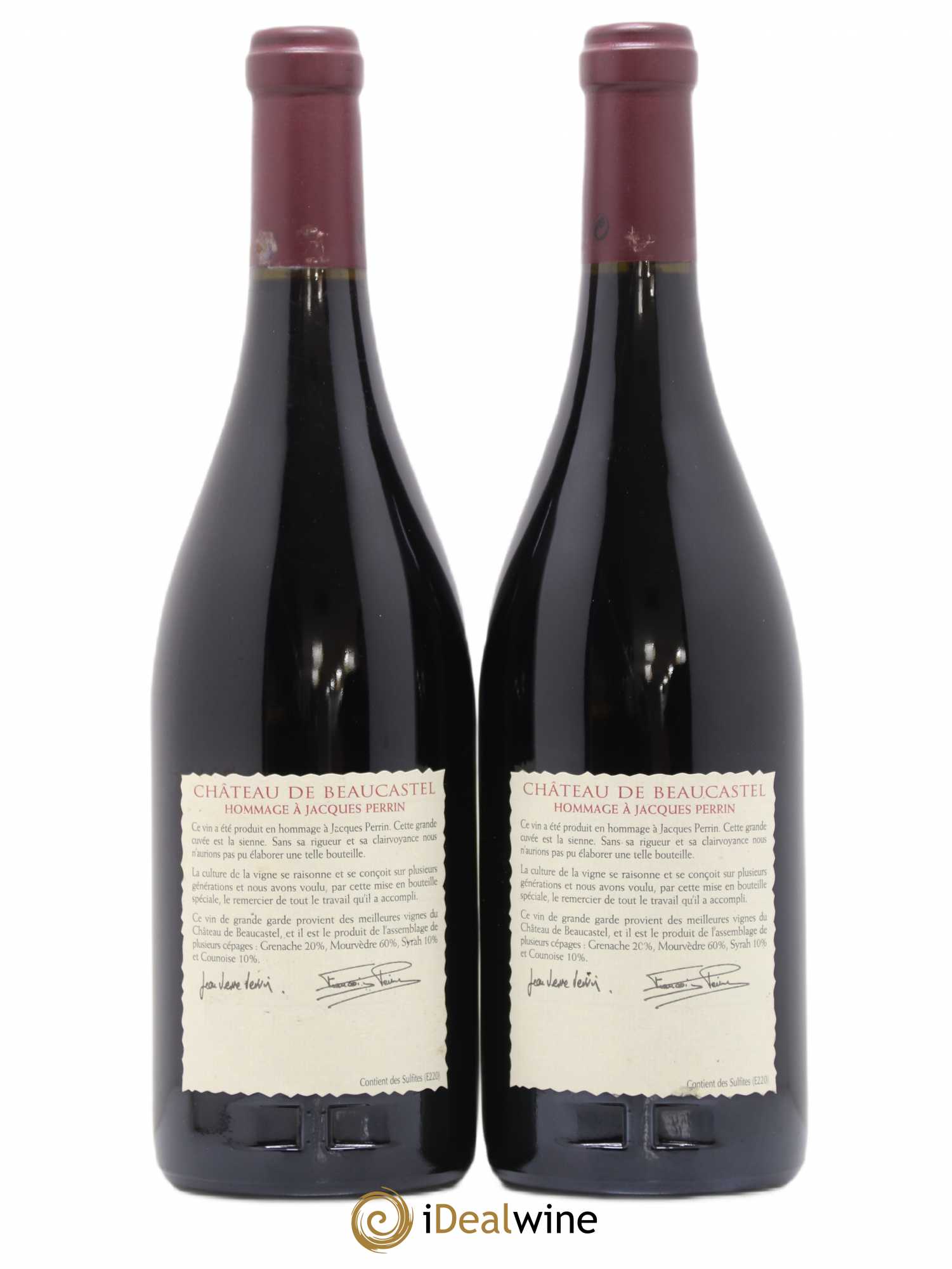 Châteauneuf-du-Pape Château de Beaucastel Hommage à Jacques Perrin Famille Perrin 2004 - Lot de 2 bouteilles - 1