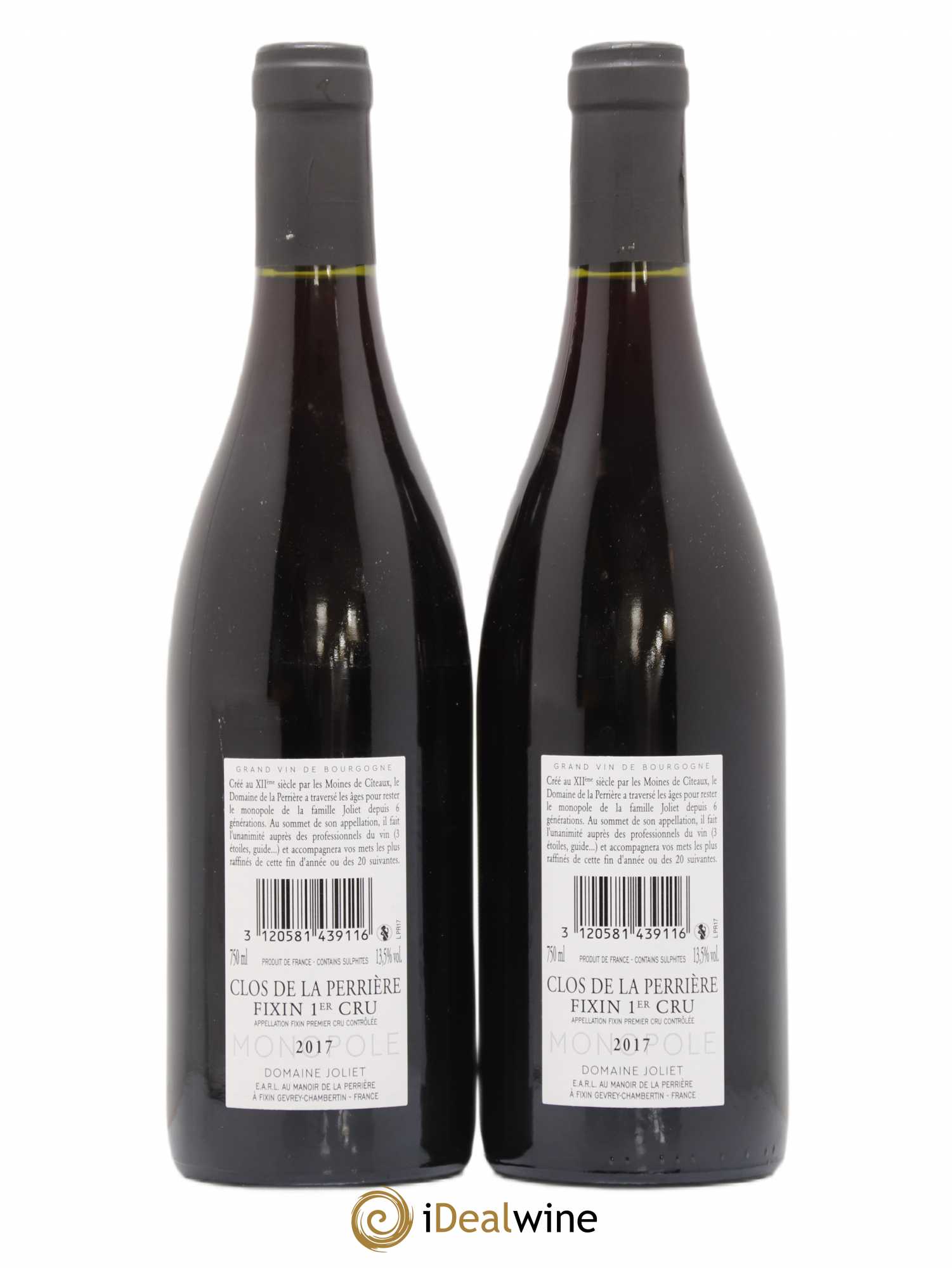 Fixin 1er Cru Clos de la Perrière Joliet Père & Fils (Domaine) 2017 - Lot of 2 bottles - 1