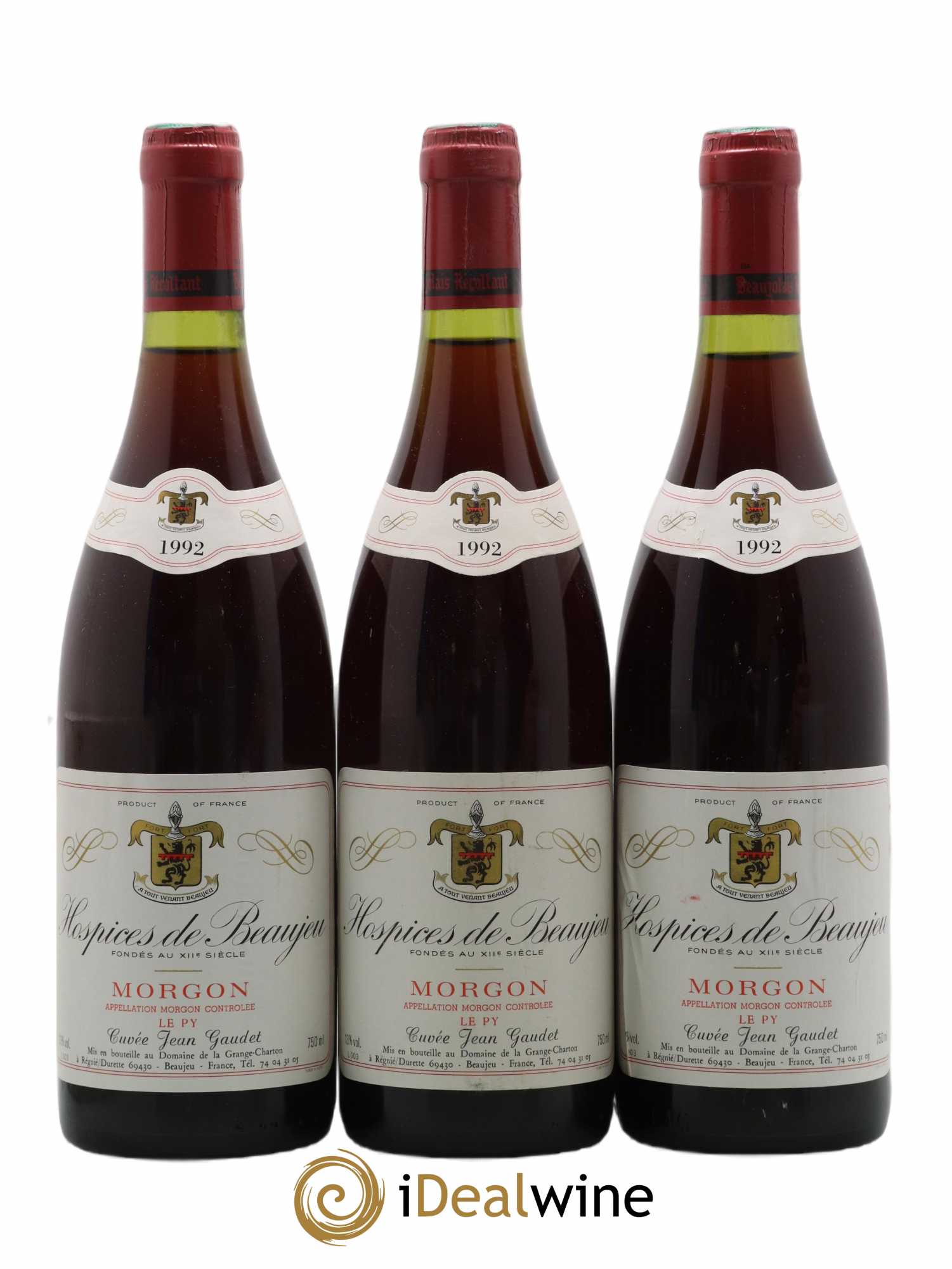 Morgon Le Py Hospices de Beaujeu Cuvée Jean Gaudet Domaine de la Grange Charton 1992 - Posten von 3 Flaschen - 0