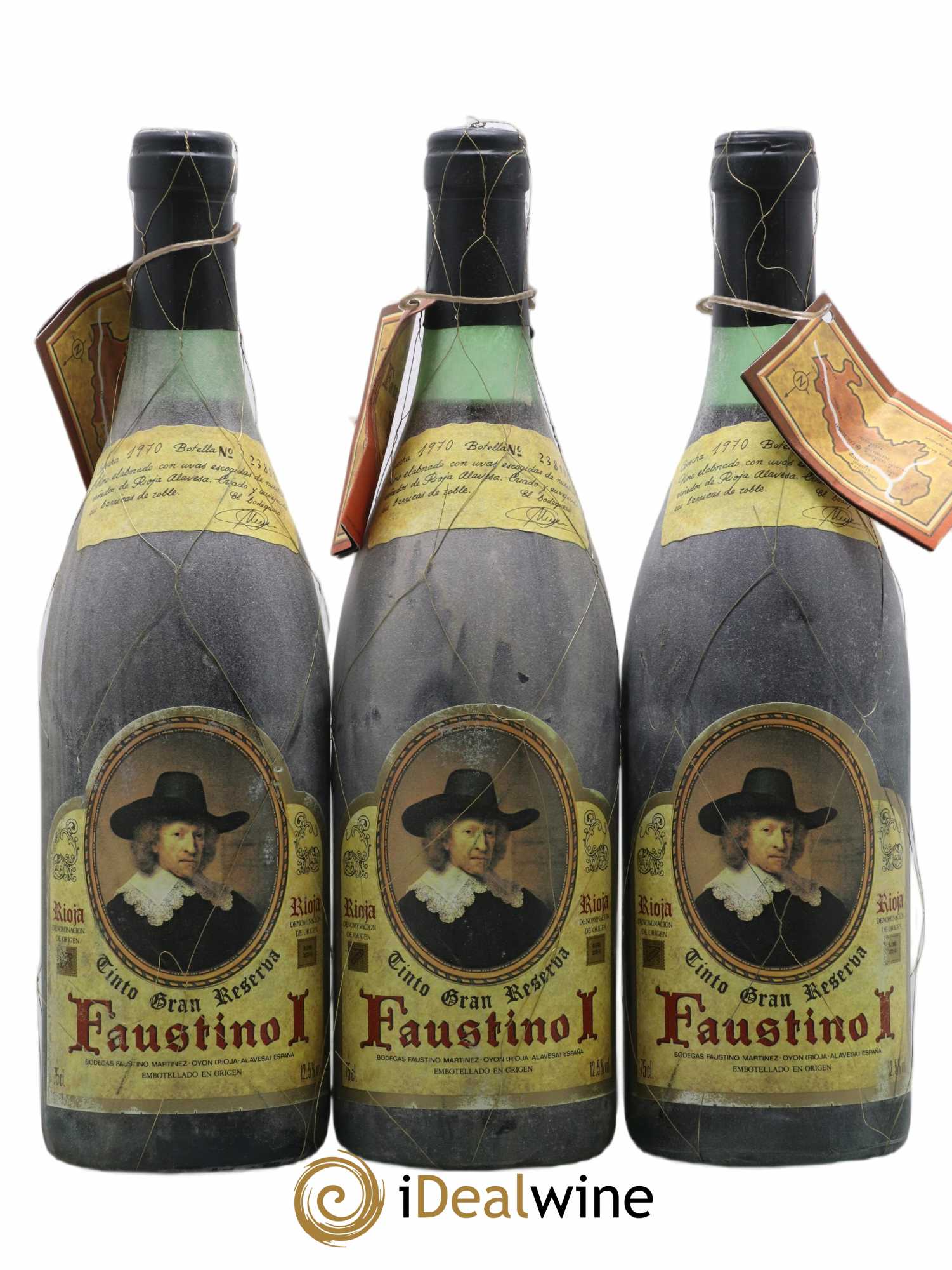 Rioja DOCA Faustino 1 1970 - Lot of 3 bottles - 0