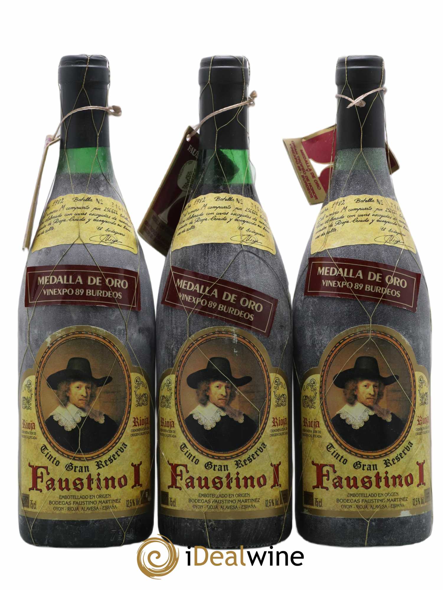 Rioja DOCA Faustino 1 1982 - Lot de 3 bouteilles - 0
