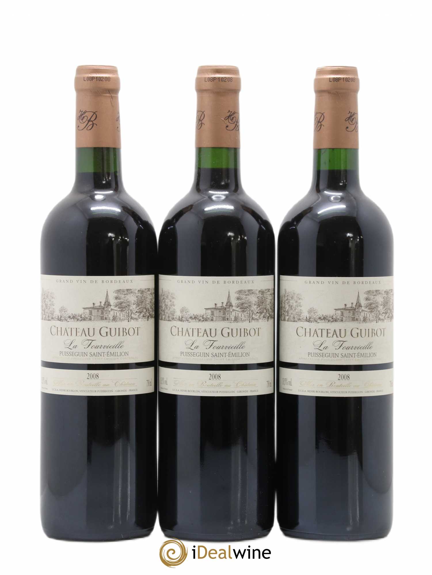 Puisseguin Saint-Émilion Château Guibot La Fourvieille 2008 - Lot de 3 bouteilles - 0