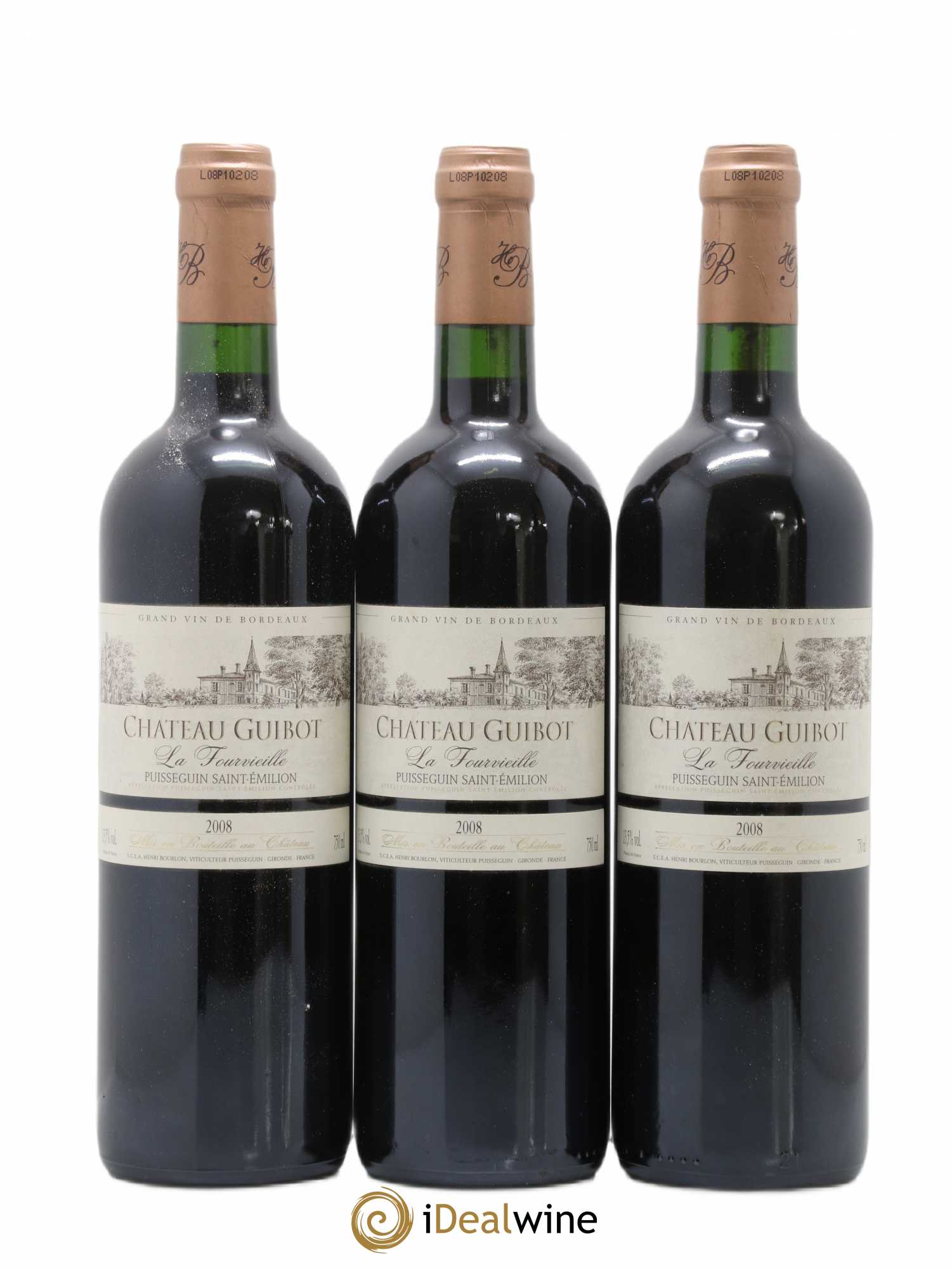 Puisseguin Saint-Émilion Château Guibot La Fourvieille 2008 - Lot de 3 bouteilles - 0