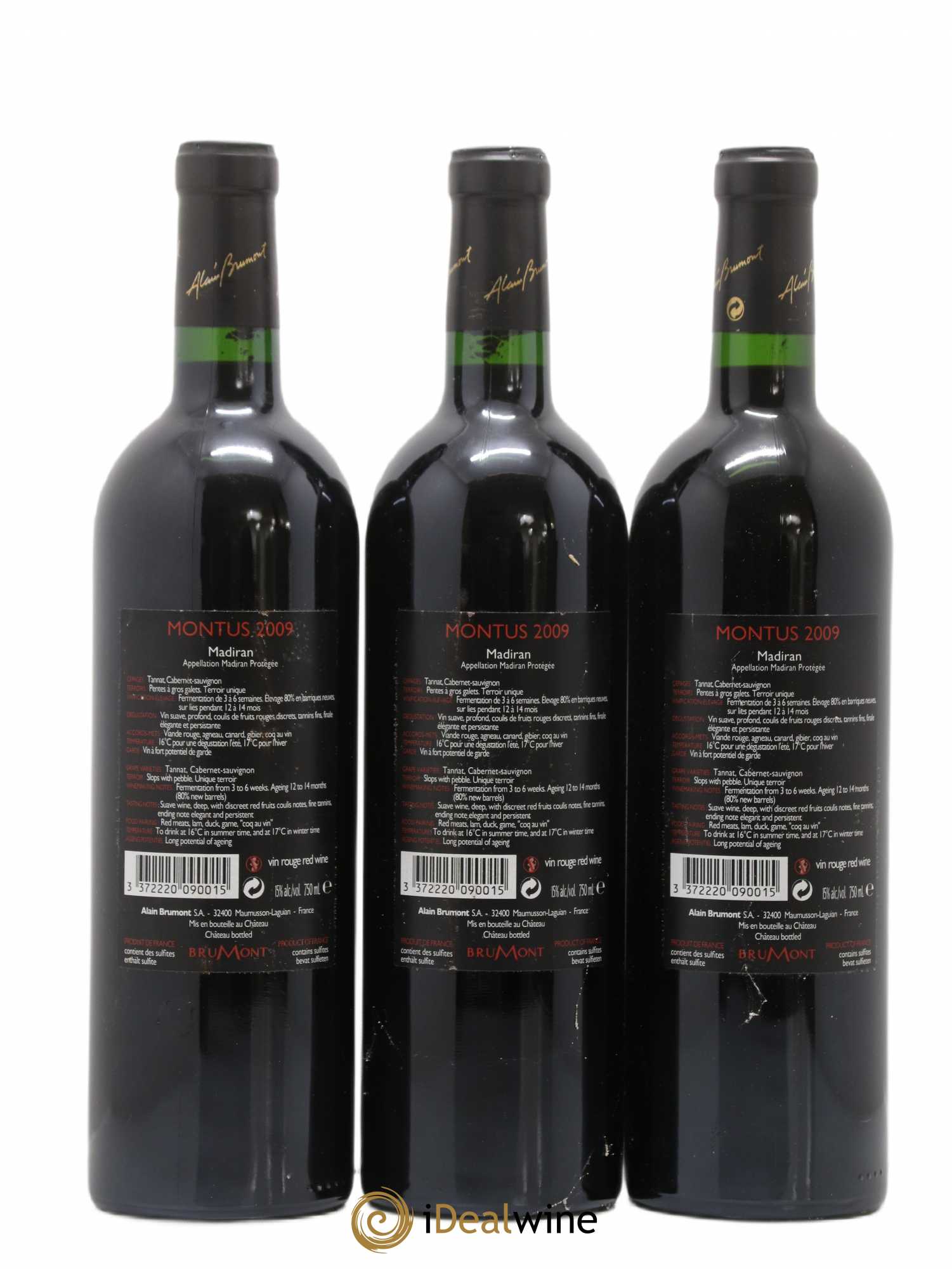 Madiran Château Montus Alain Brumont 2009 - Lot de 3 bouteilles - 1
